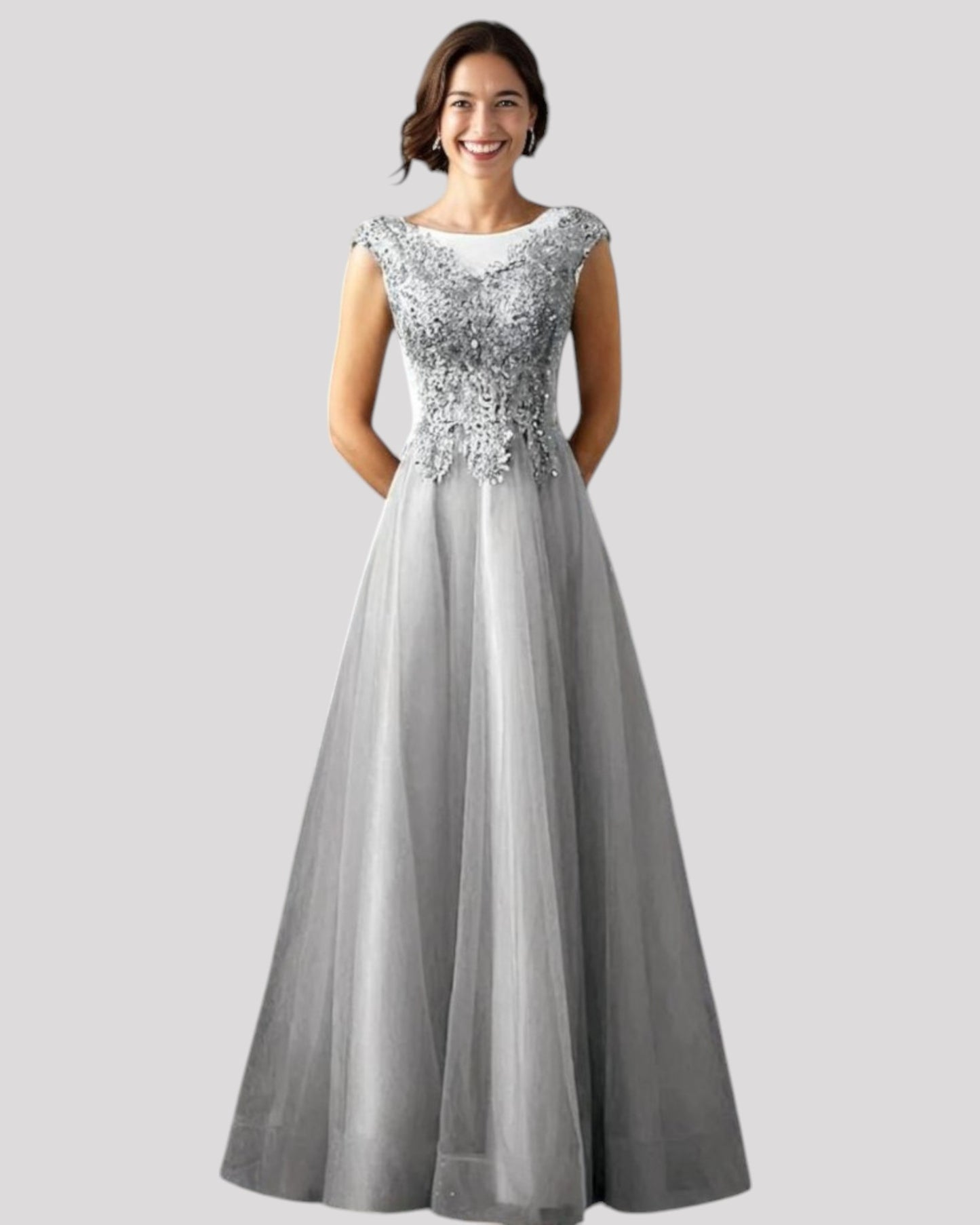 Lace Aline Dress with adjustable lace up back and Capped Sleeve Available in 2 colours