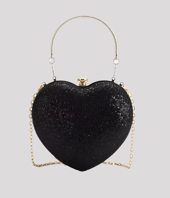 Heart Clutch Bag with Crystal Closure and Handle, available in 5 colours