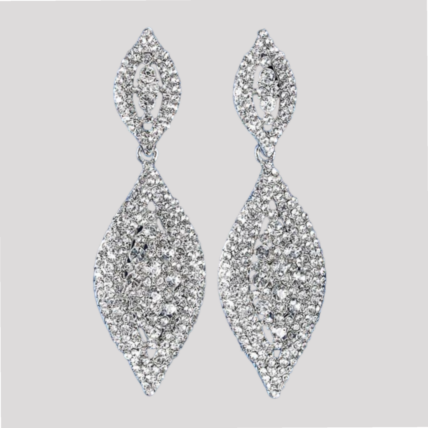 Diamond Shaped Diamonte Statement Stud Earrings