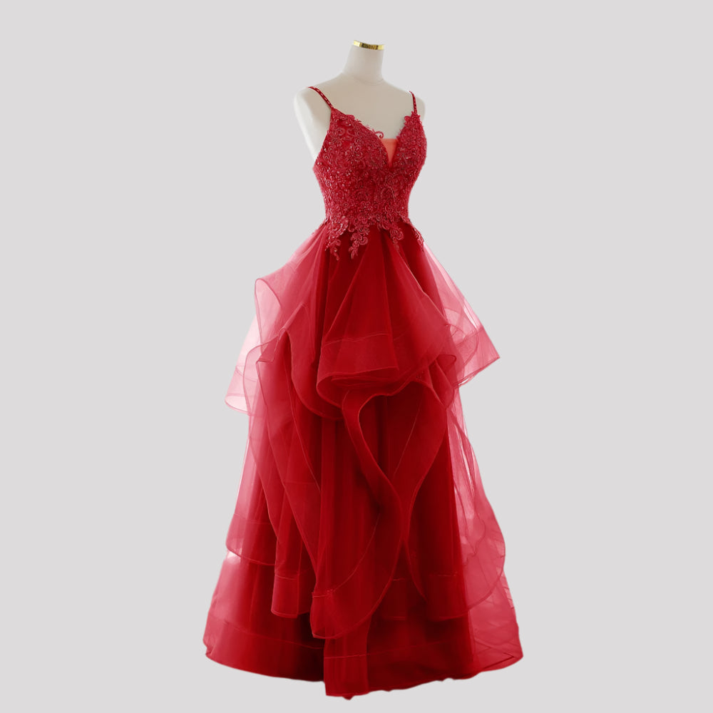 Stunning Evening Dress with organza skirt and lace bodice choose from 4 colours