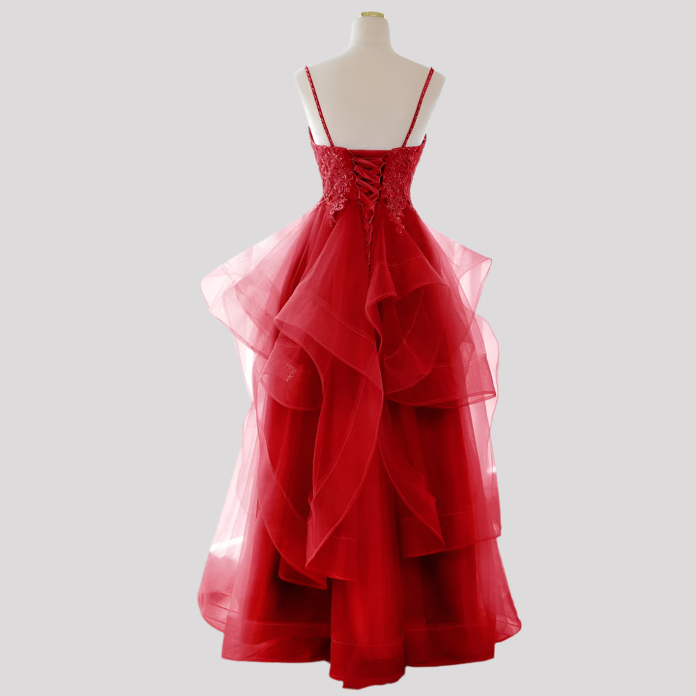 Stunning Evening Dress with organza skirt and lace bodice choose from 4 colours