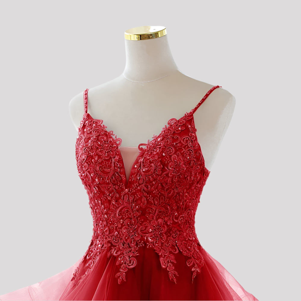 Stunning Evening Dress with organza skirt and lace bodice choose from 4 colours