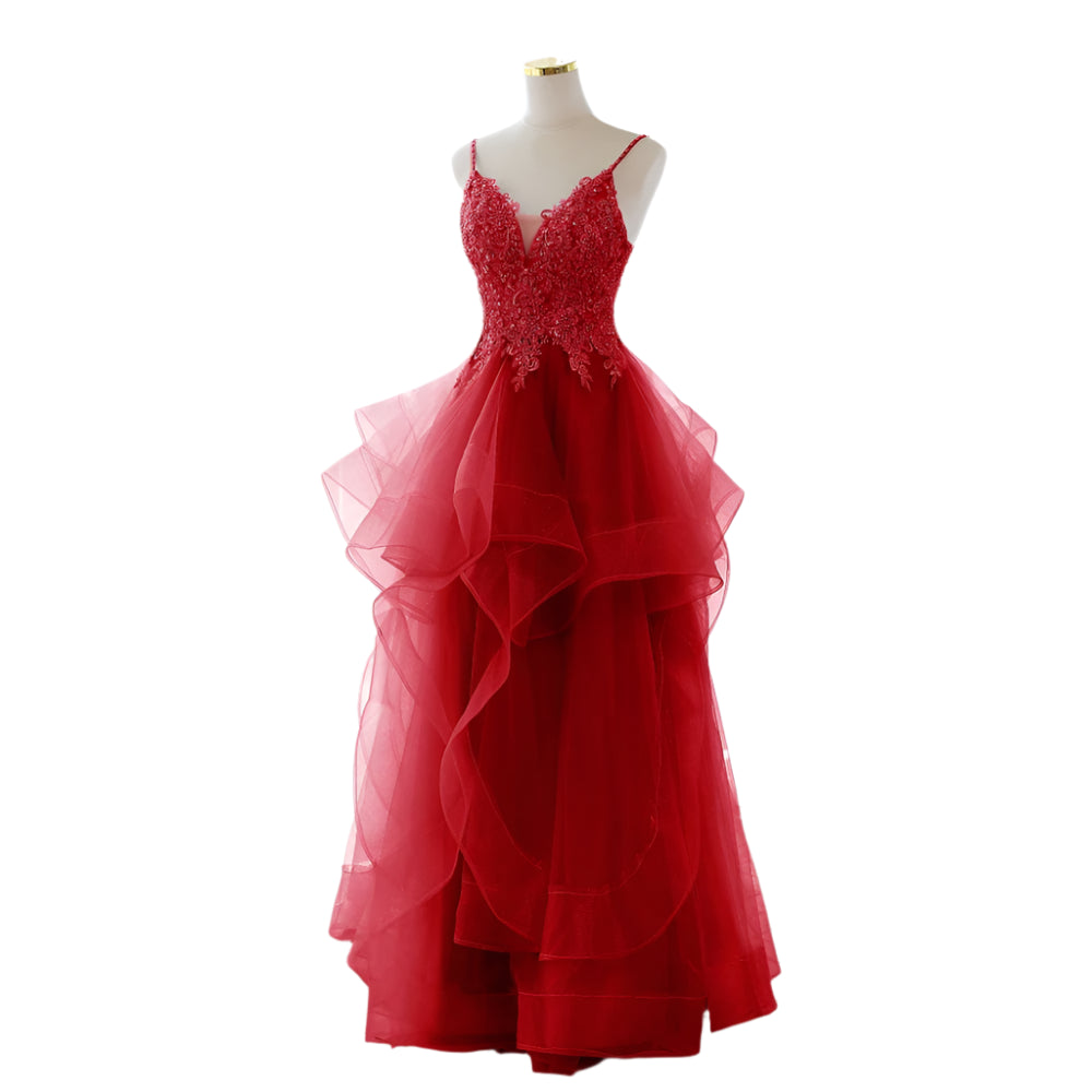Stunning Evening Dress with organza skirt and lace bodice choose from 4 colours