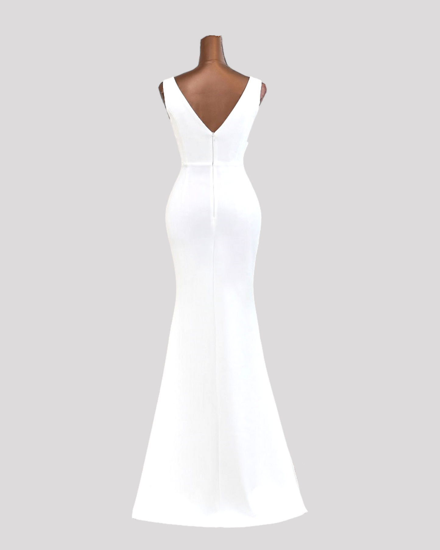 Gorgeous Pleated Bodice Evening Dress with Ruffle over Leg Split with a VNeckline Front and Back