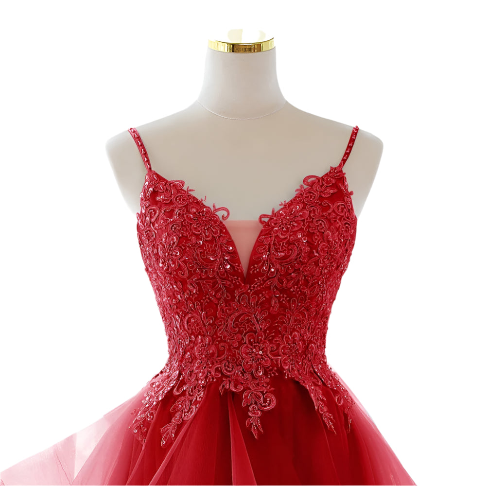 Stunning Evening Dress with organza skirt and lace bodice choose from 4 colours