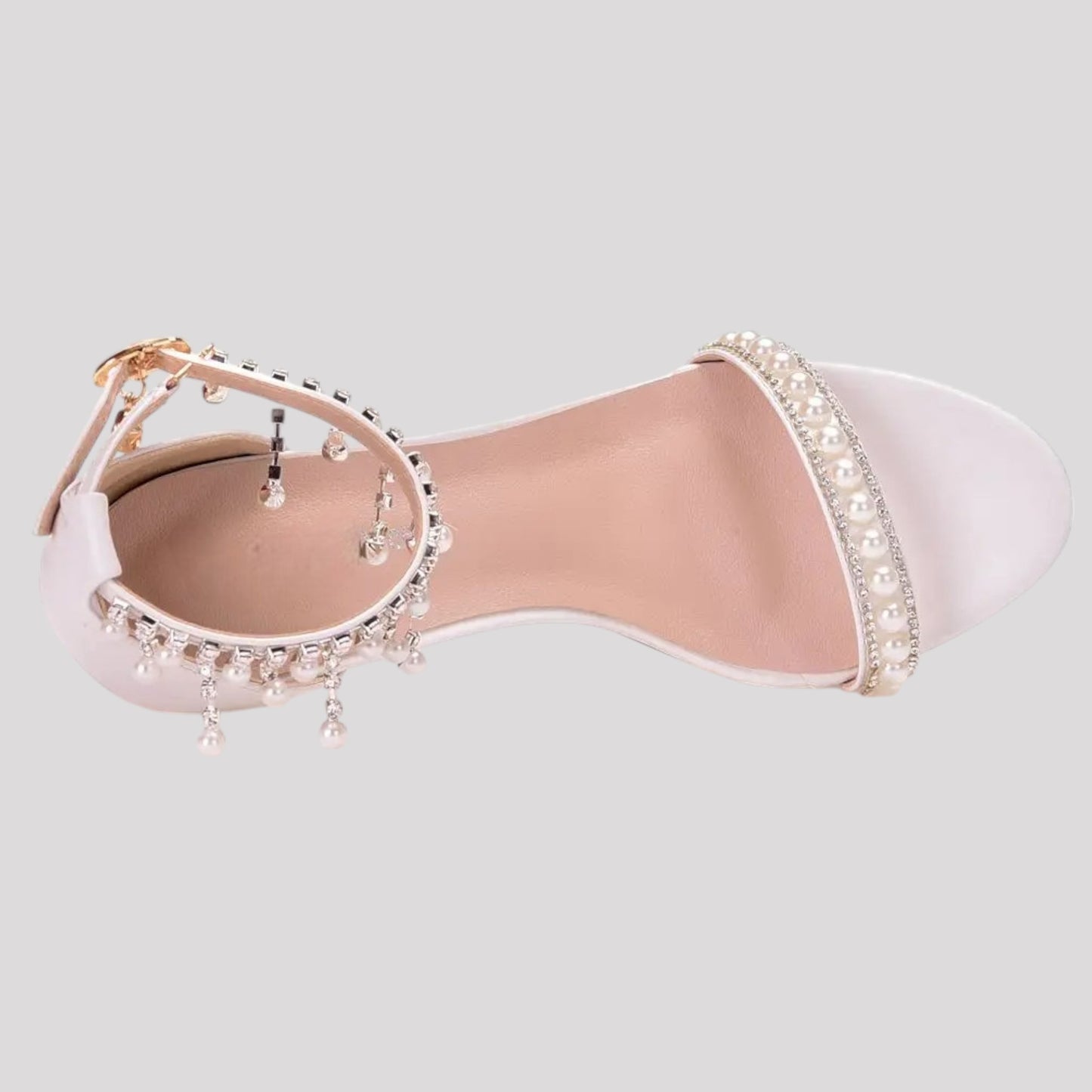 Pearl and Diamonte Strappy High Heels available in 4 heel heights