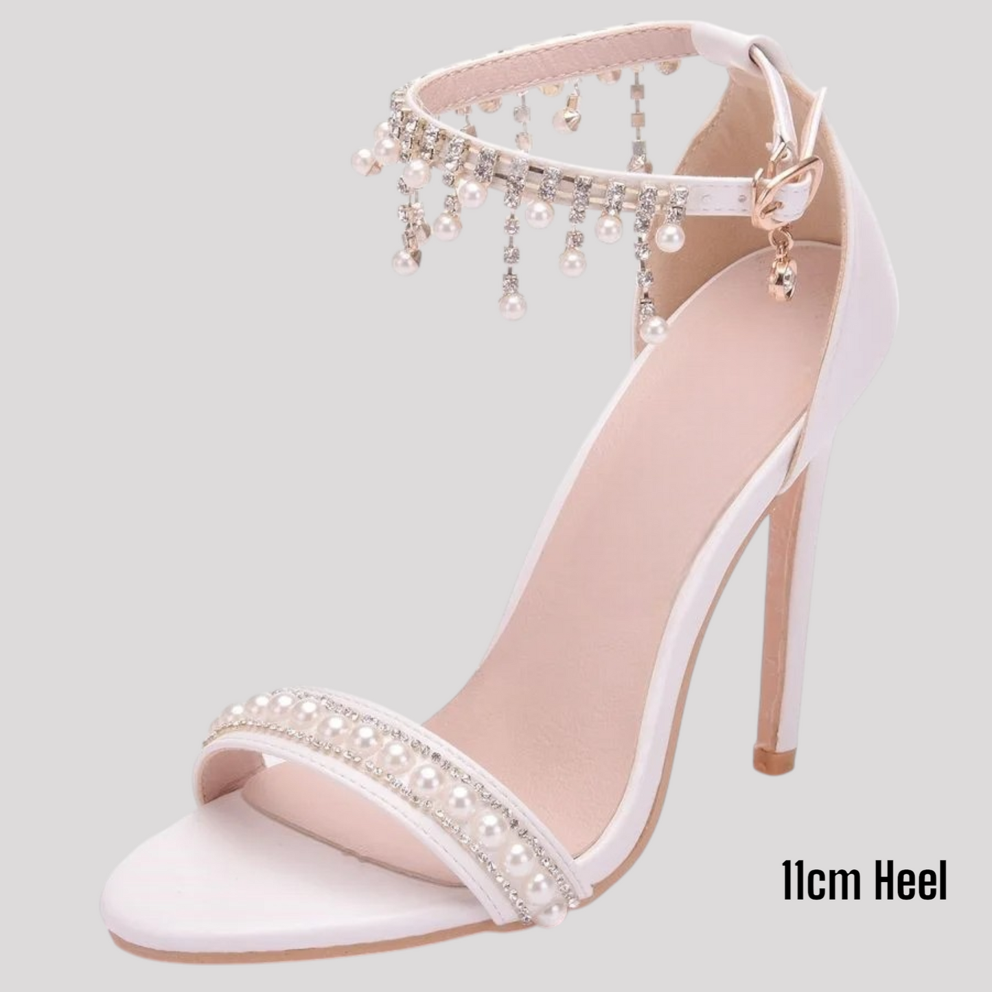 Pearl and Diamonte Strappy High Heels available in 4 heel heights