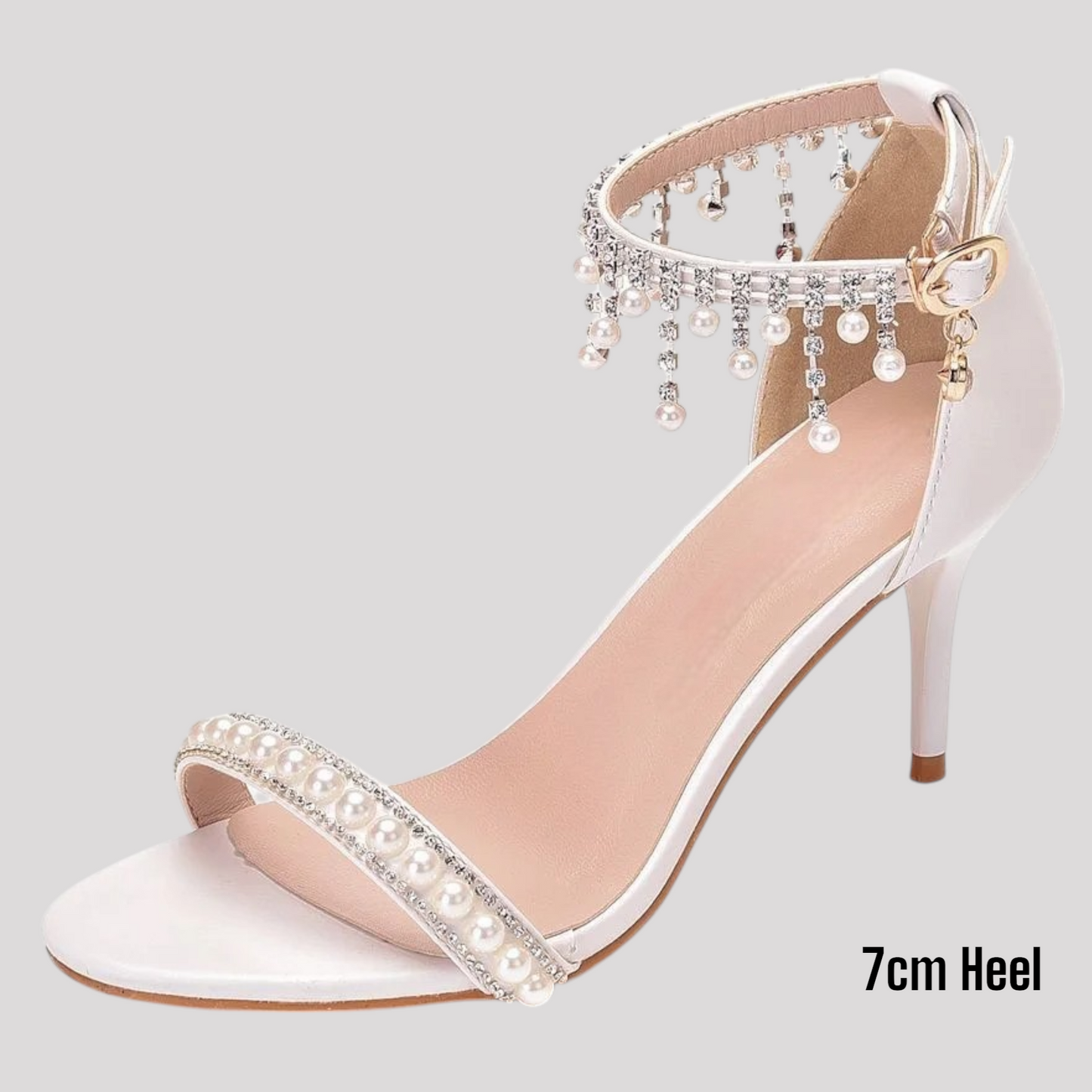 Pearl and Diamonte Strappy High Heels available in 4 heel heights