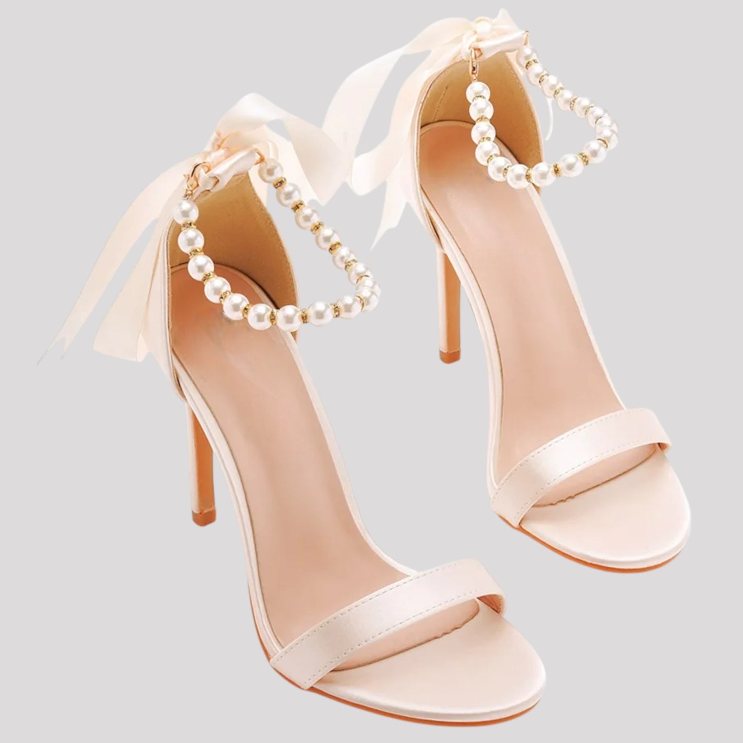 Pearl Strap High Heels with Back bow, available in 3 colours