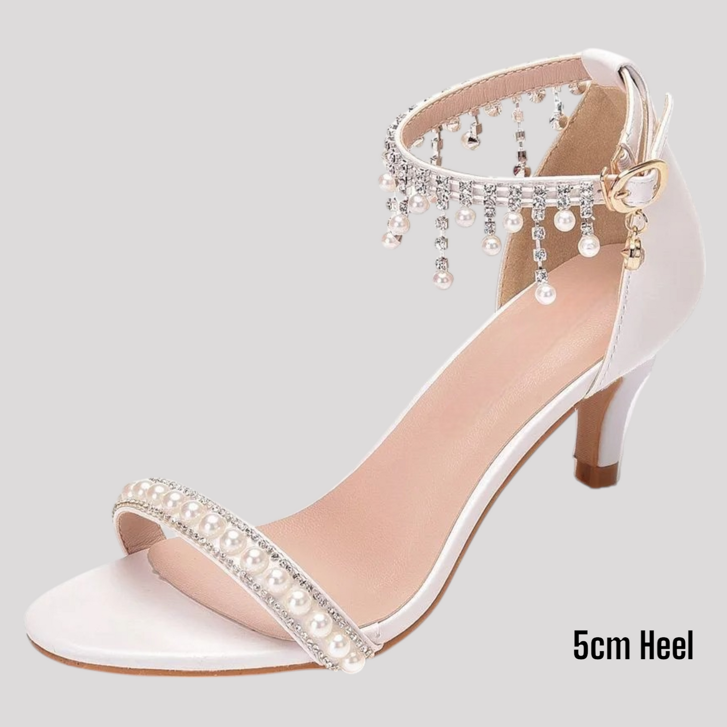 Pearl and Diamonte Strappy High Heels available in 4 heel heights