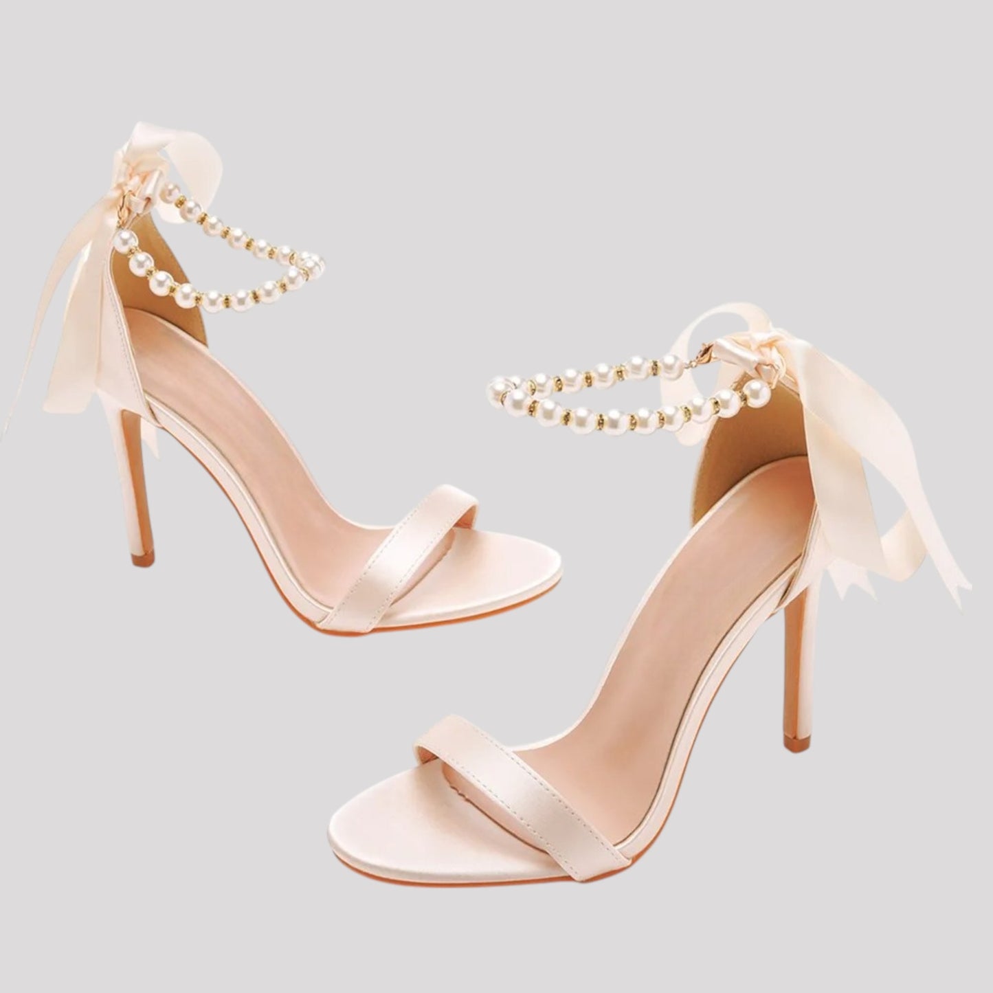 Pearl Strap High Heels with Back bow, available in 3 colours