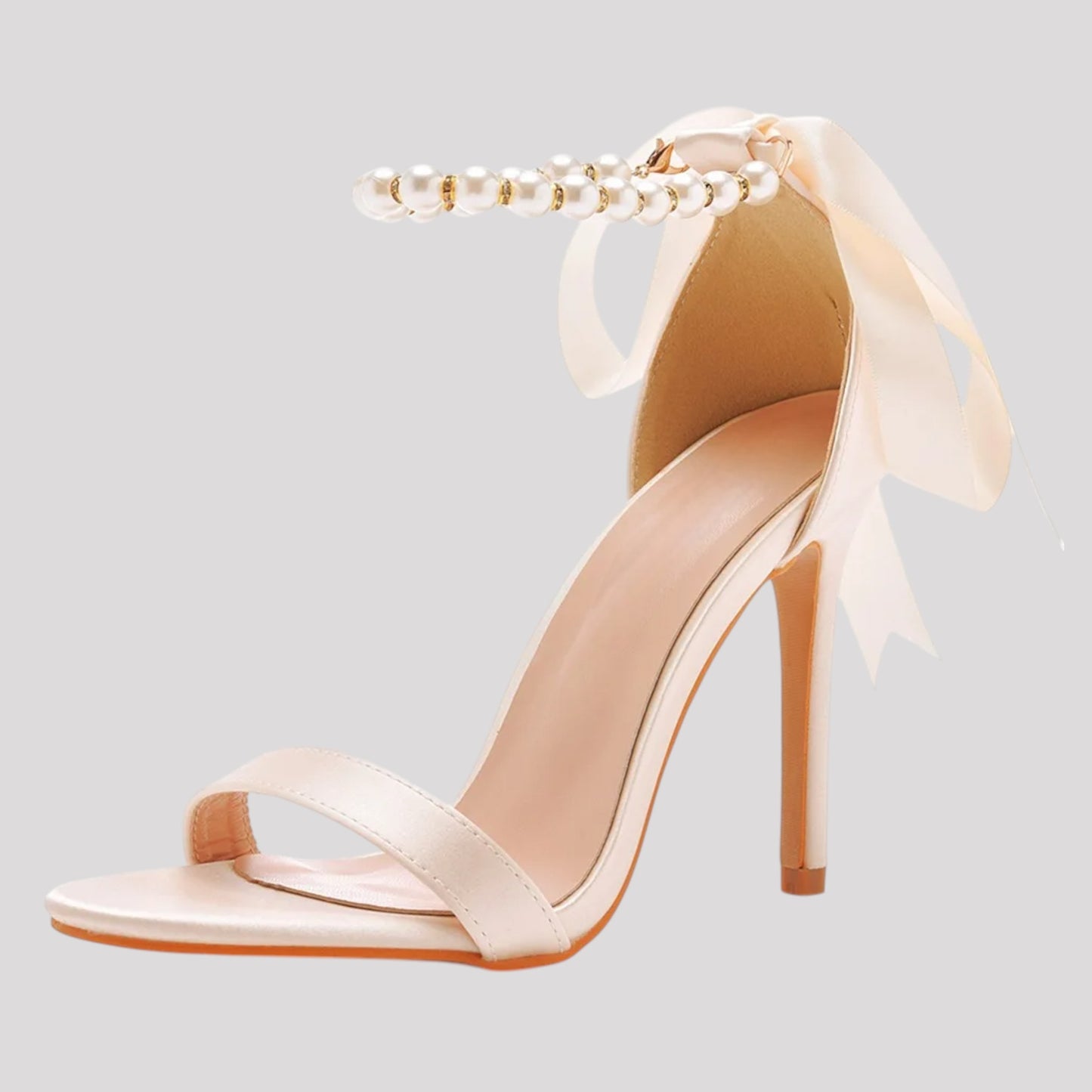 Pearl Strap High Heels with Back bow, available in 3 colours