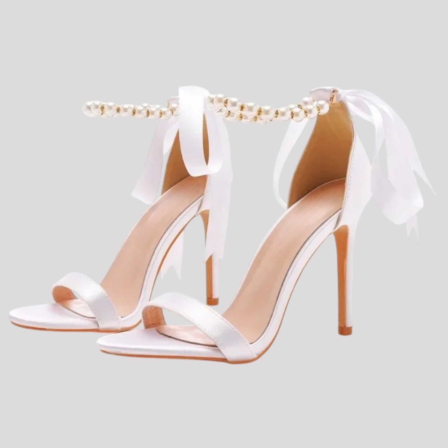 Pearl Strap High Heels with Back bow, available in 3 colours