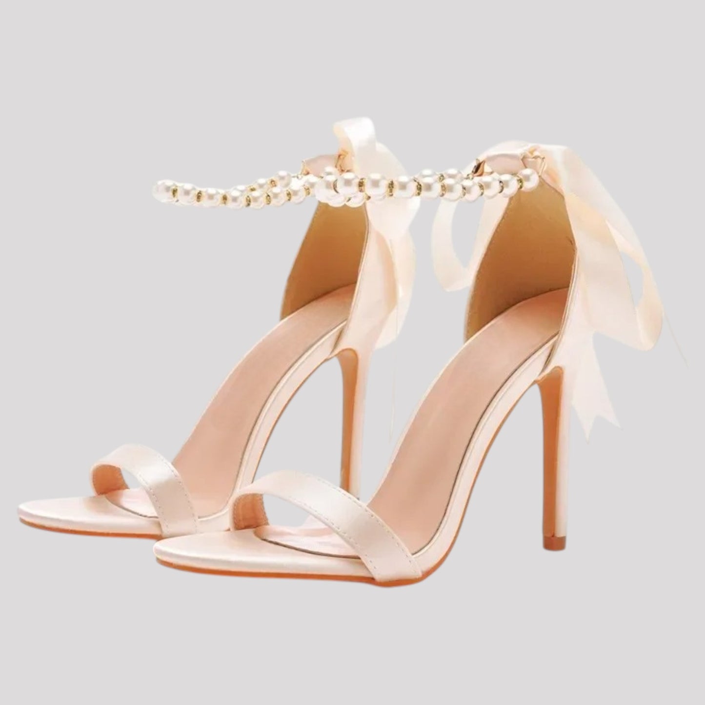 Pearl Strap High Heels with Back bow, available in 3 colours