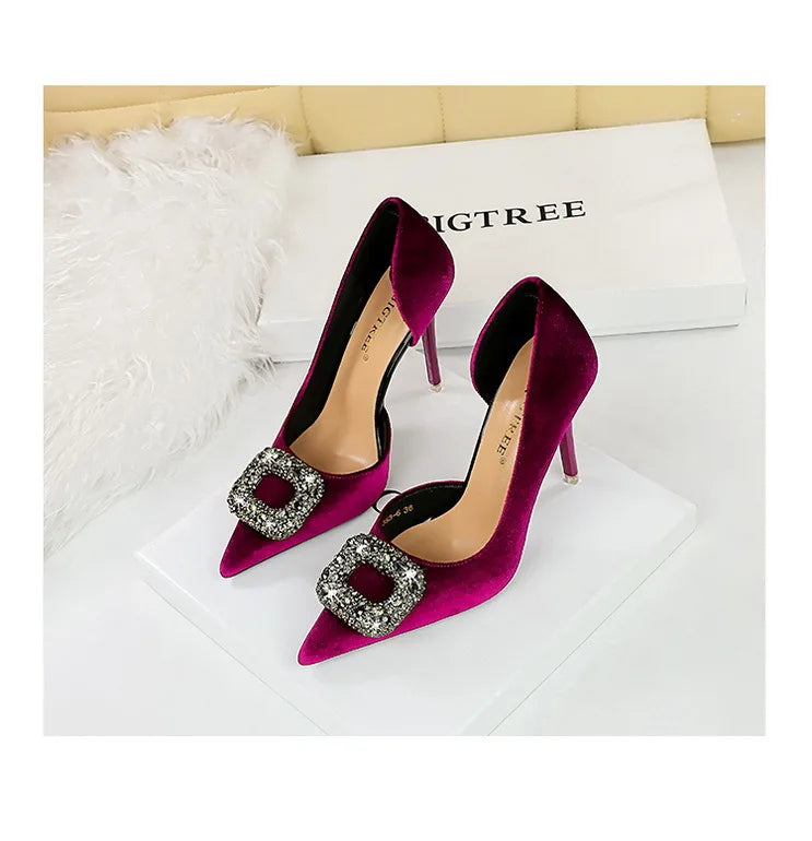 Pump High Heels with Diamonte Buckle detailing, available in 4 colours