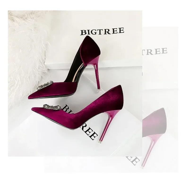 Pump High Heels with Diamonte Buckle detailing, available in 4 colours
