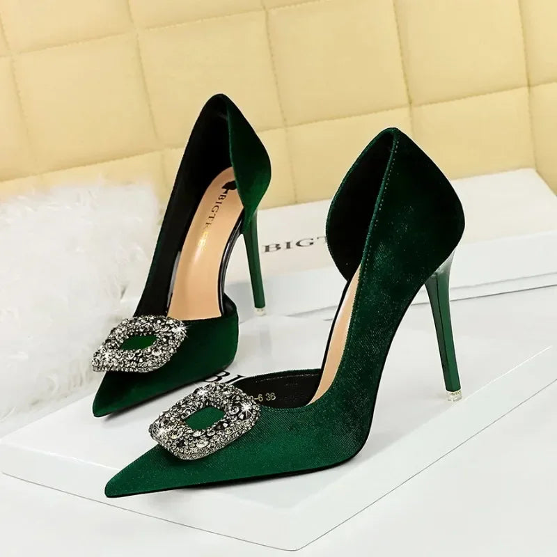 Pump High Heels with Diamonte Buckle detailing, available in 4 colours