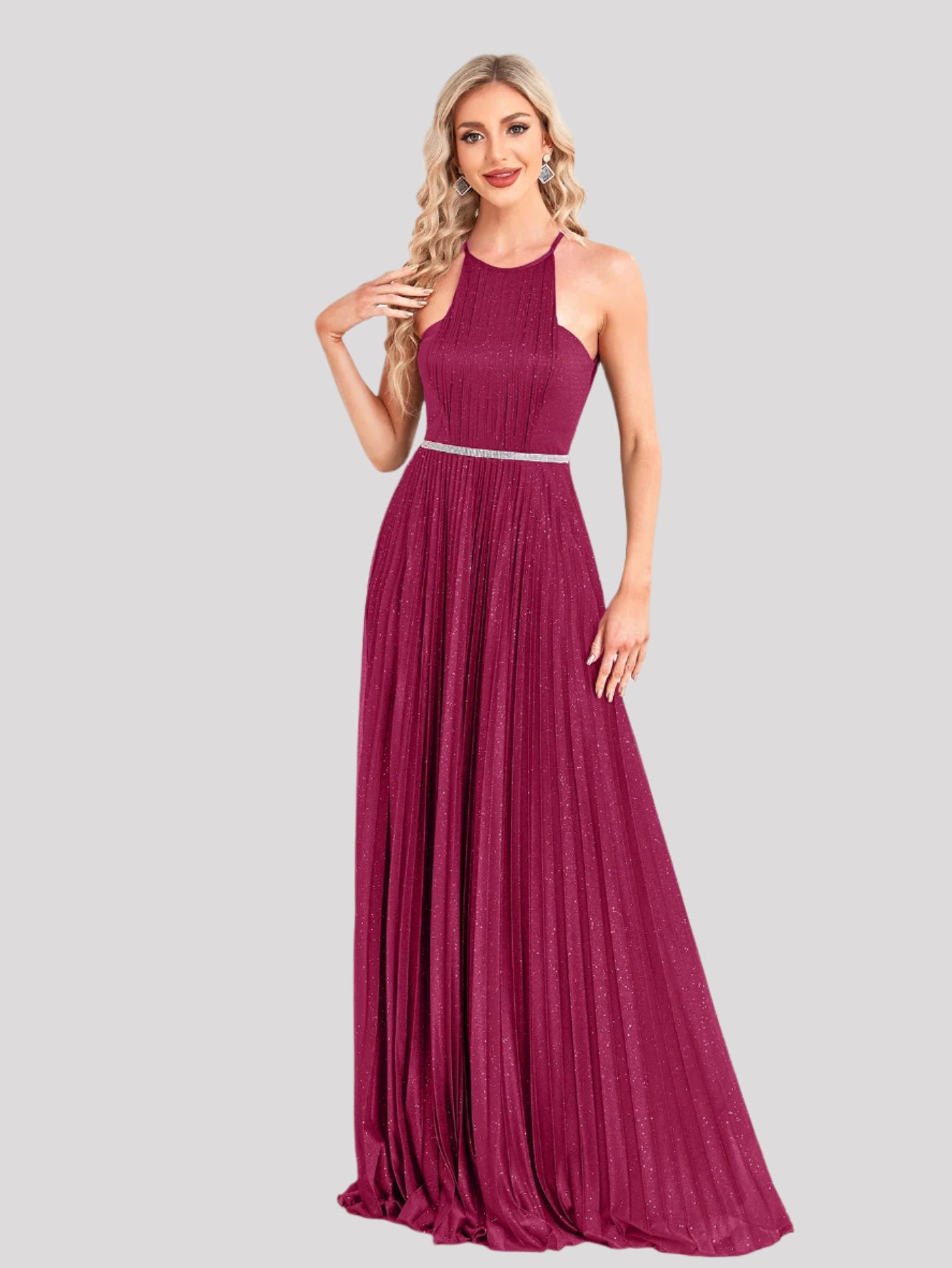 Stunning Halterneck top with pleating detail and crystal feature on the front available in 3 colours