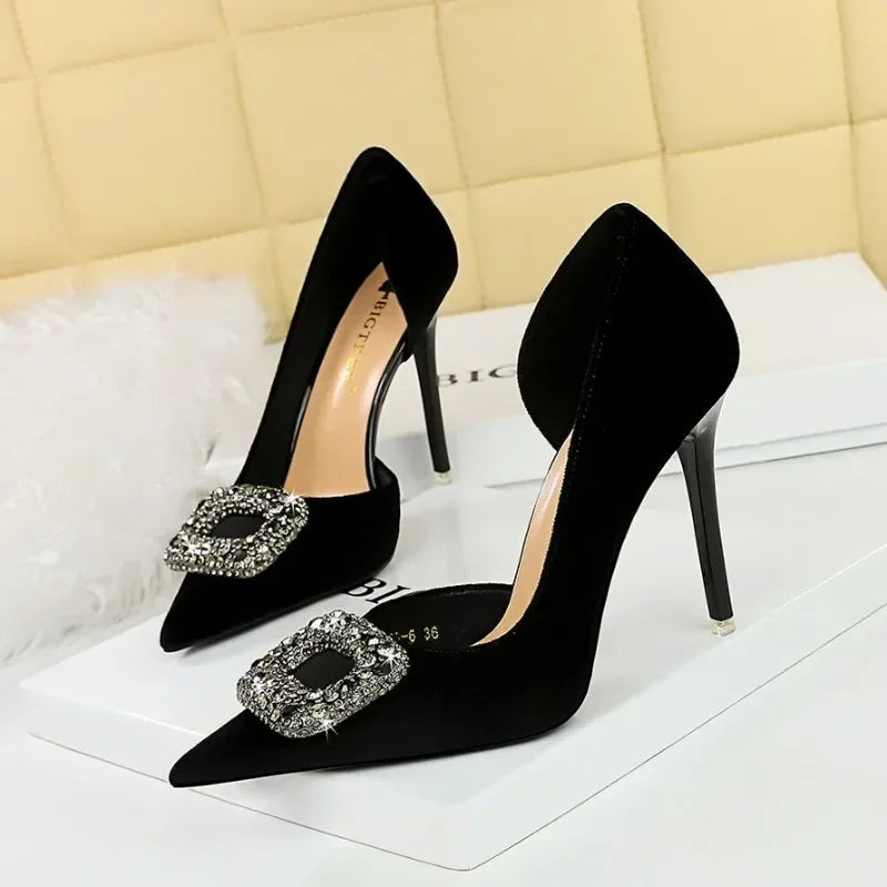 Pump High Heels with Diamonte Buckle detailing, available in 4 colours