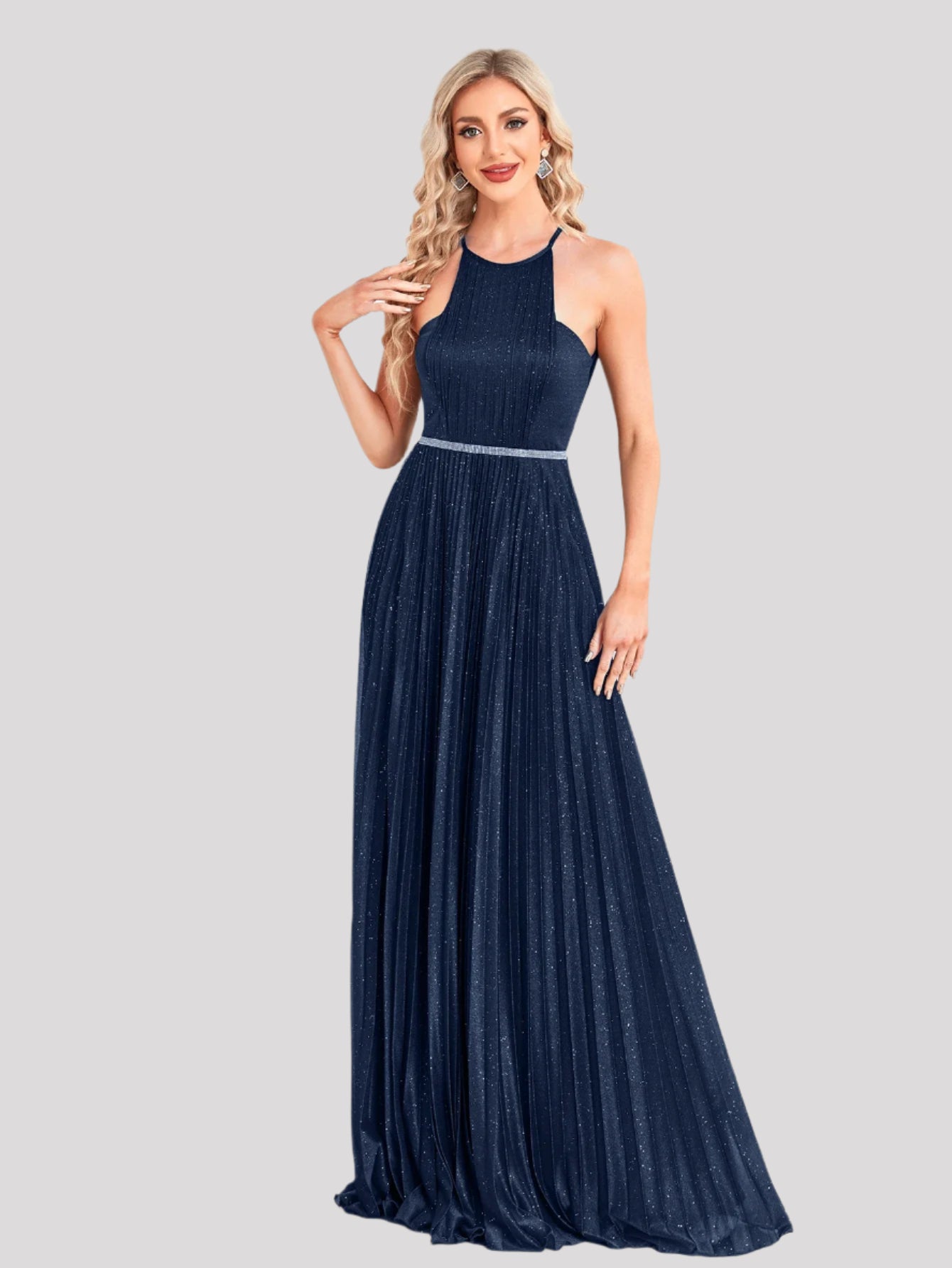 Stunning Halterneck top with pleating detail and crystal feature on the front available in 3 colours