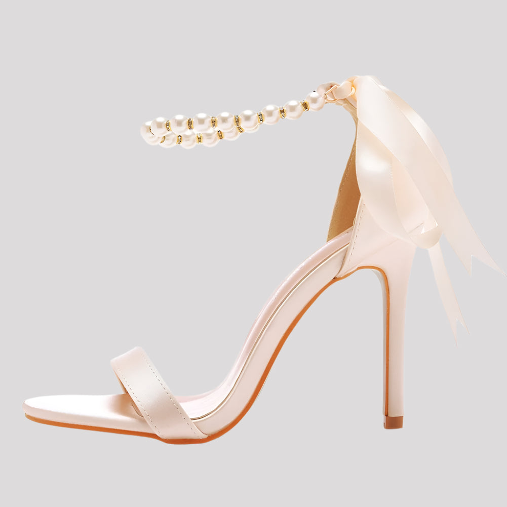 Pearl Strap High Heels with Back bow, available in 3 colours