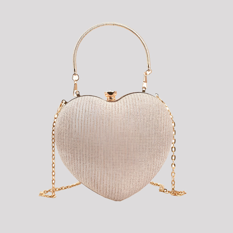Heart Clutch Bag with Crystal Closure and Handle, available in 5 colours