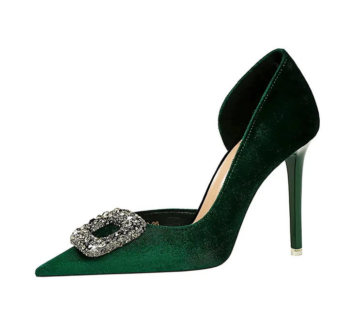 Pump High Heels with Diamonte Buckle detailing, available in 4 colours