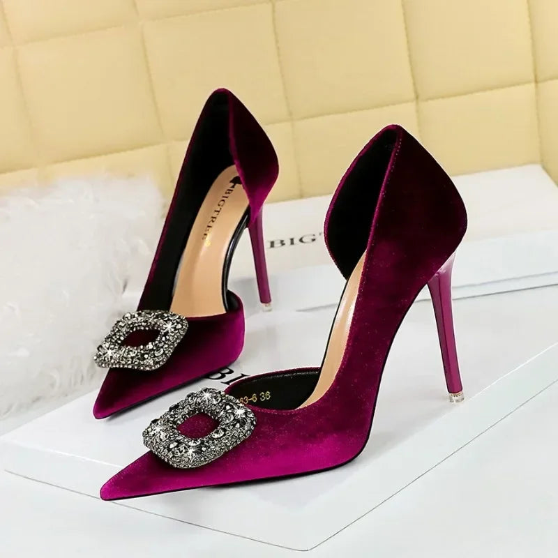 Pump High Heels with Diamonte Buckle detailing, available in 4 colours