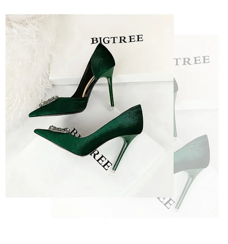 Pump High Heels with Diamonte Buckle detailing, available in 4 colours