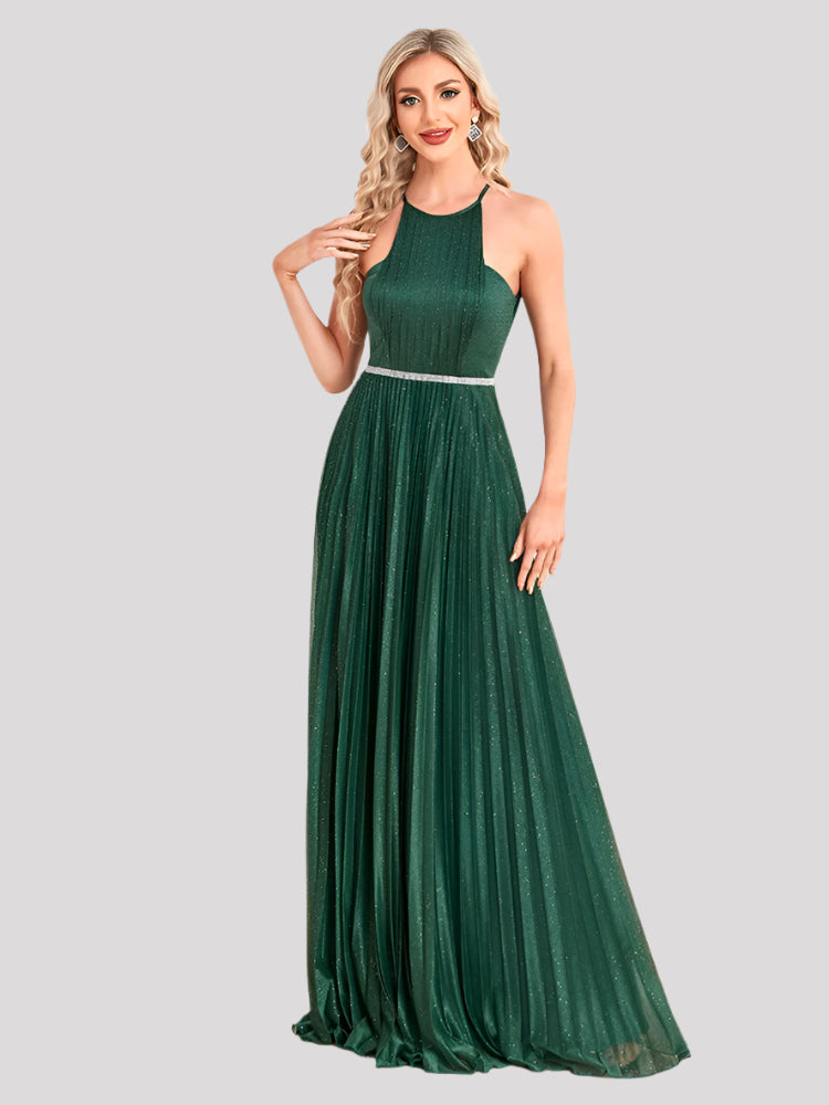 Stunning Halterneck top with pleating detail and crystal feature on the front available in 3 colours