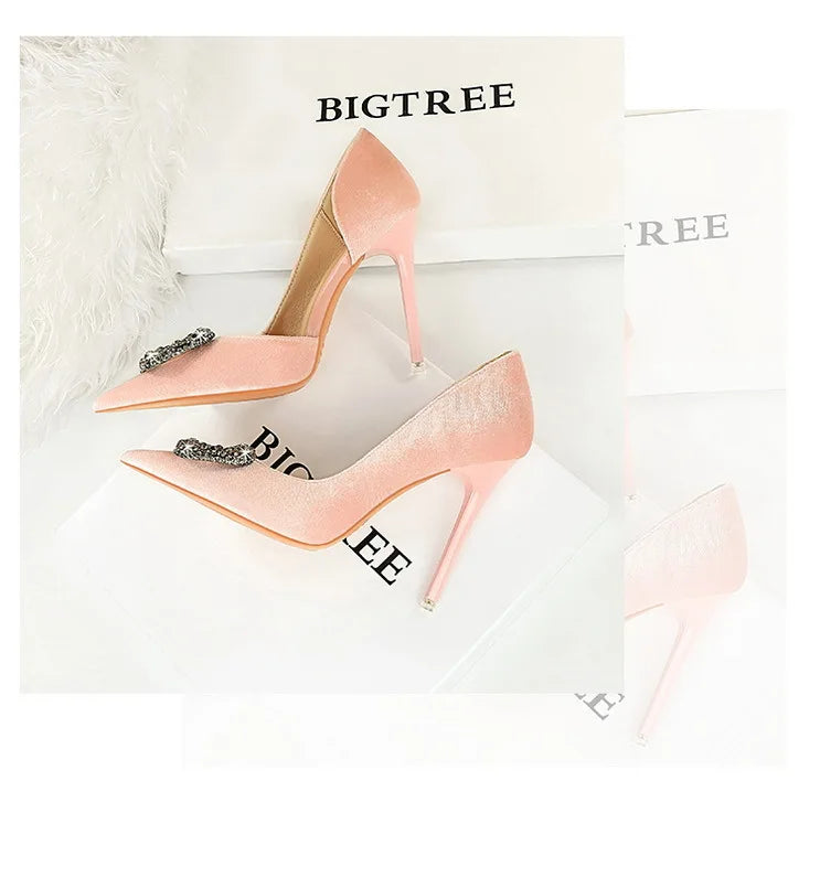 Pump High Heels with Diamonte Buckle detailing, available in 4 colours