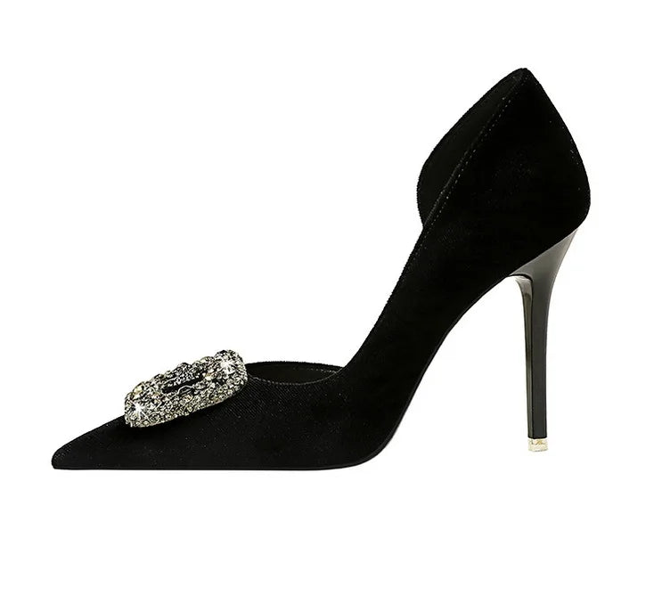 Pump High Heels with Diamonte Buckle detailing, available in 4 colours