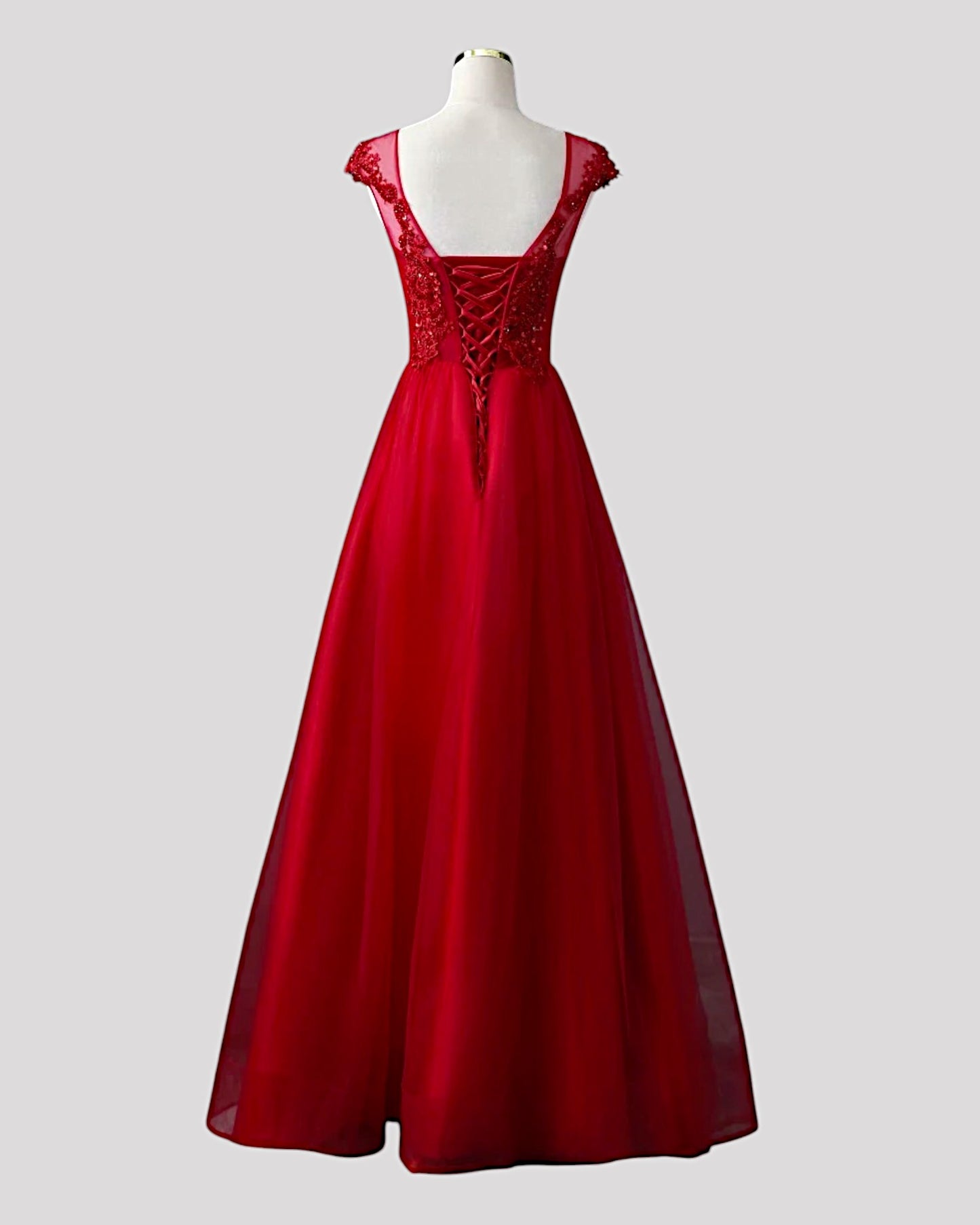Lace Aline Dress with adjustable lace up back and Capped Sleeve Available in 2 colours