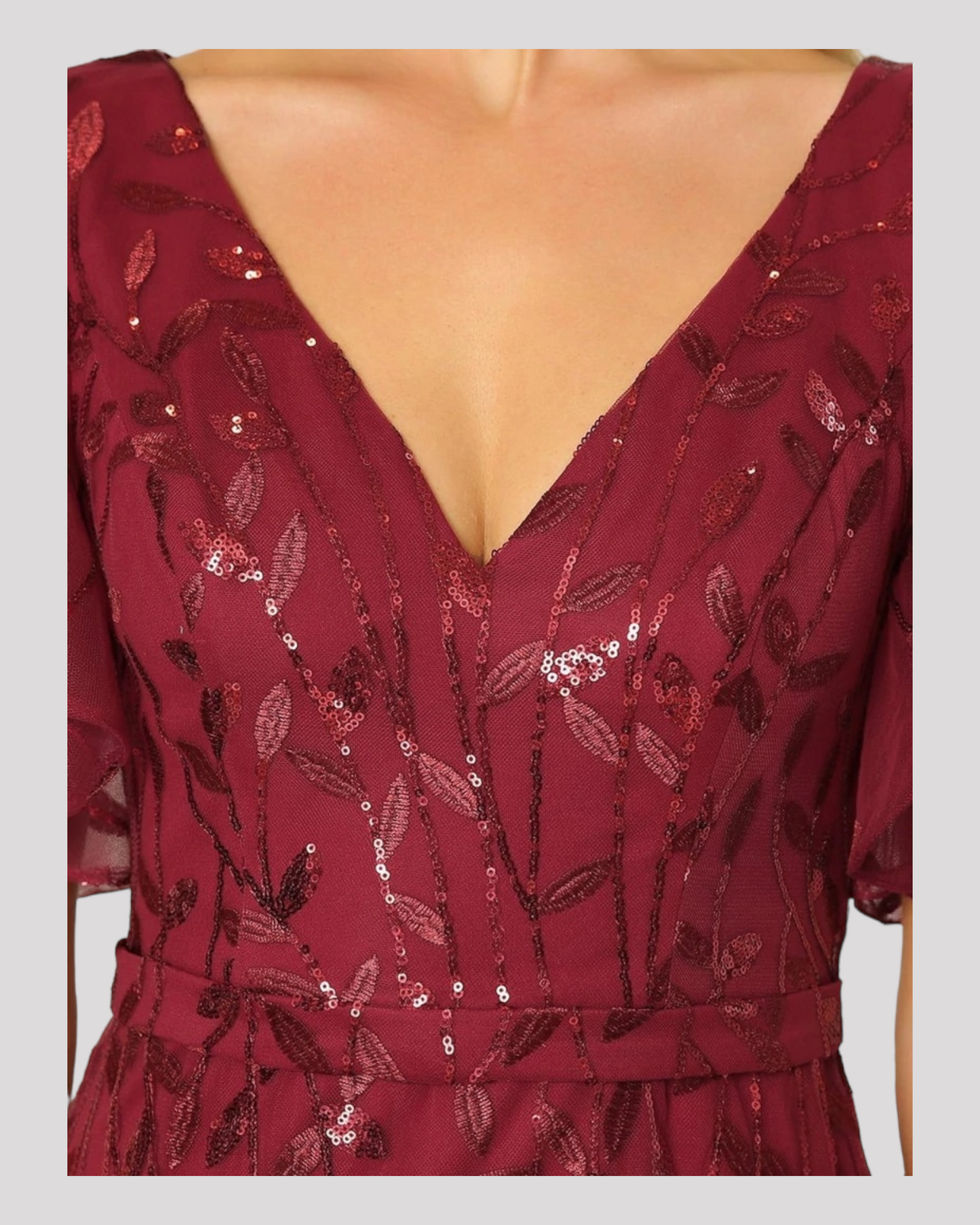 Elegant Long Mermaid Dresses with V neckline and Floating Sleeves