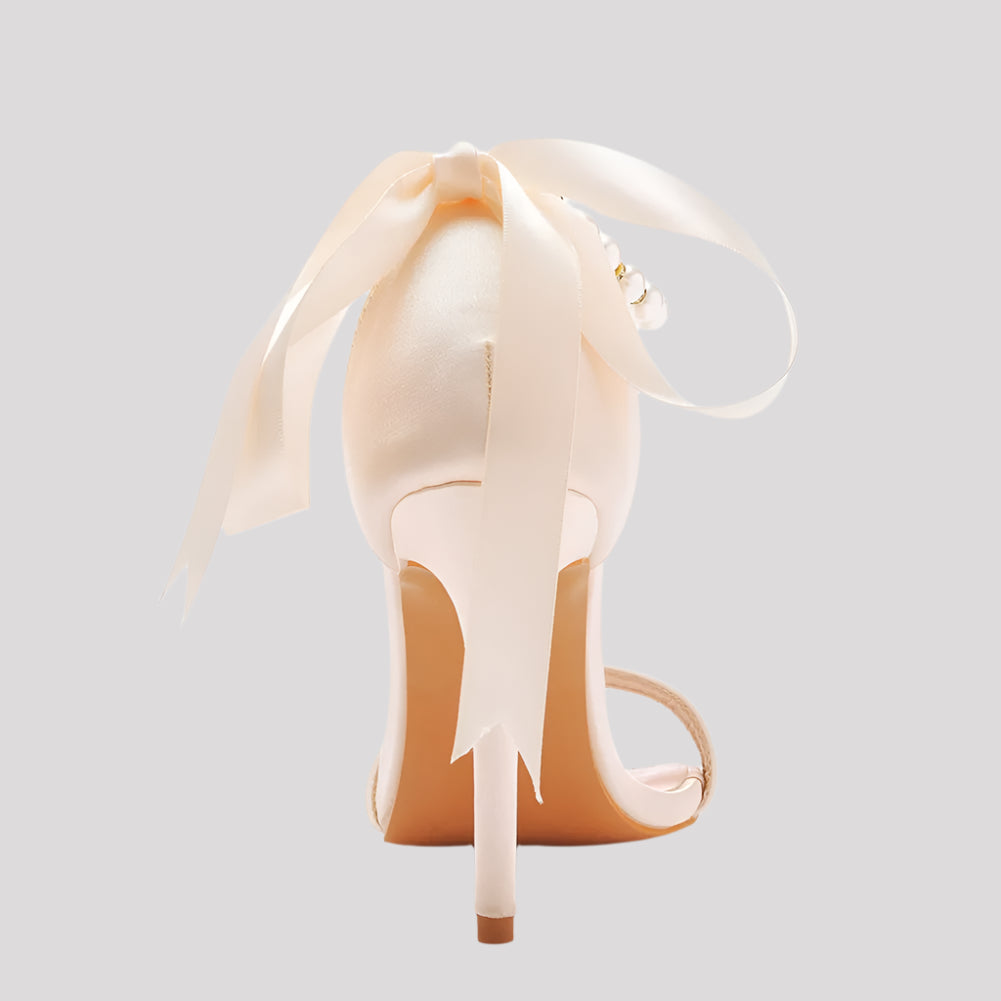 Pearl Strap High Heels with Back bow, available in 3 colours