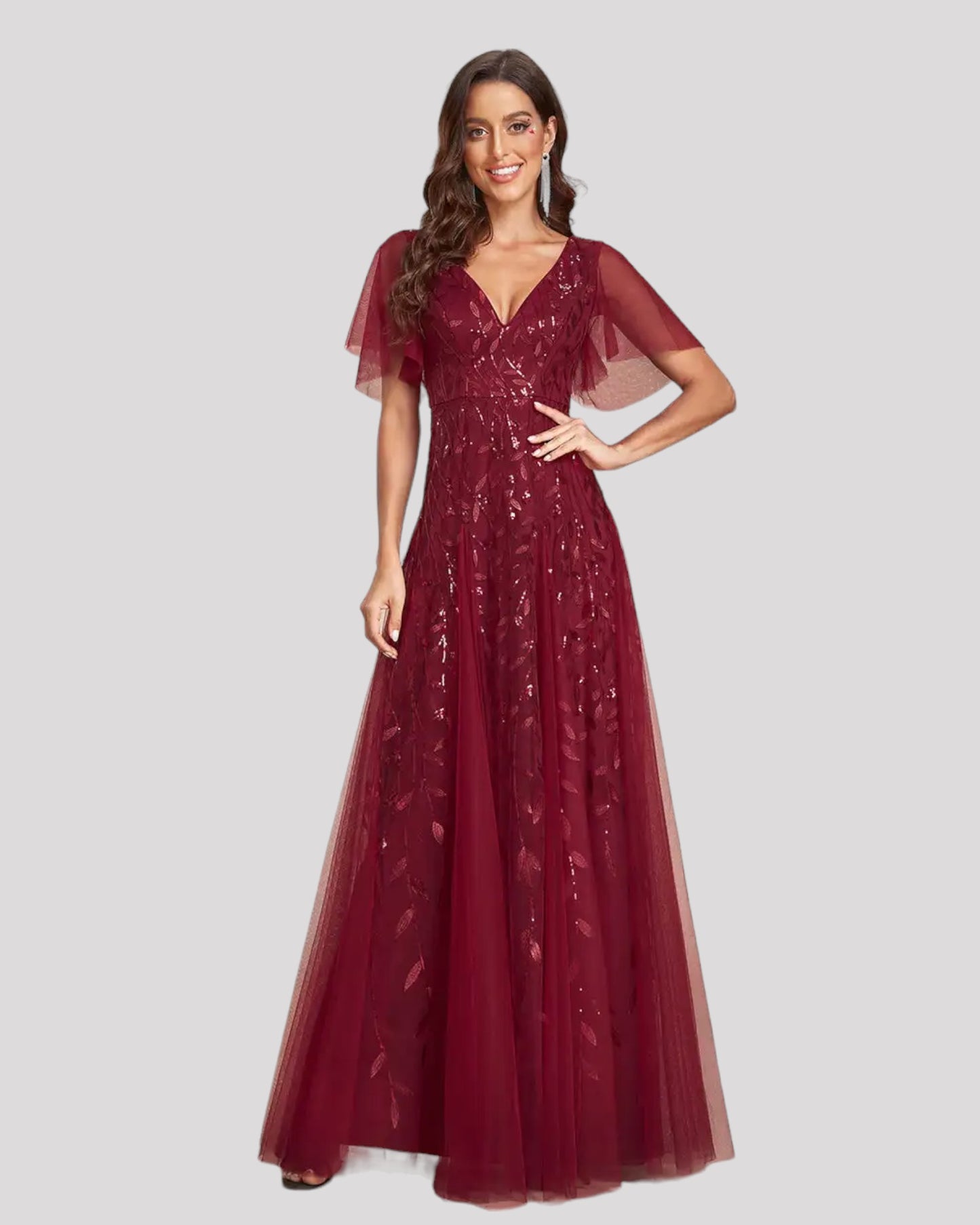 Elegant Sequin Detailed Dress with Floating Sleeves and Skirt Inserts Available in 7 Colours