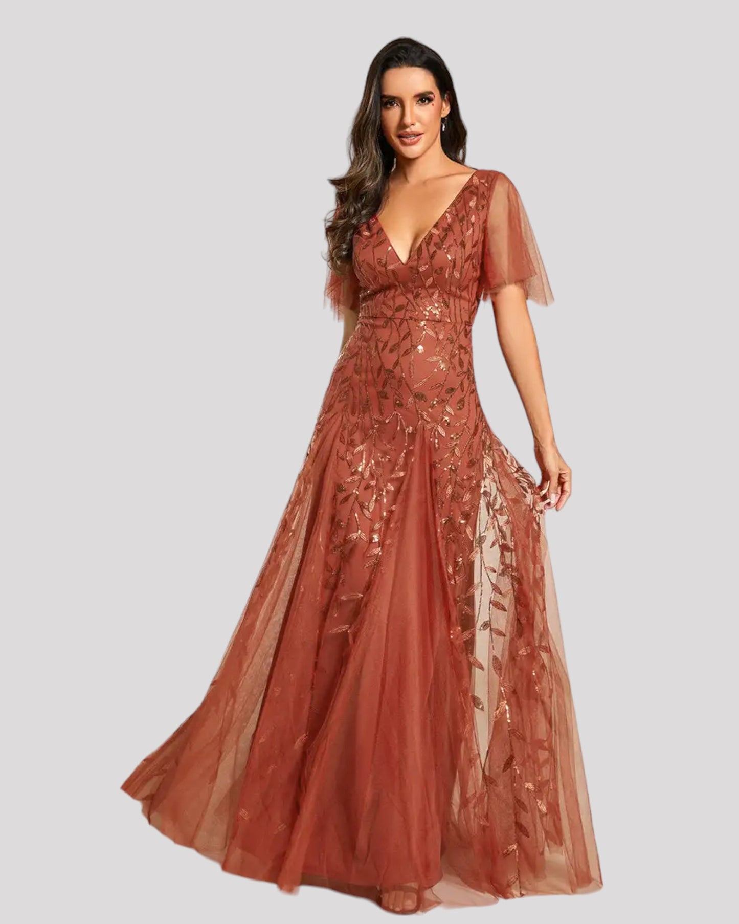 Elegant Sequin Detailed Dress with Floating Sleeves and Skirt Inserts Available in 7 Colours