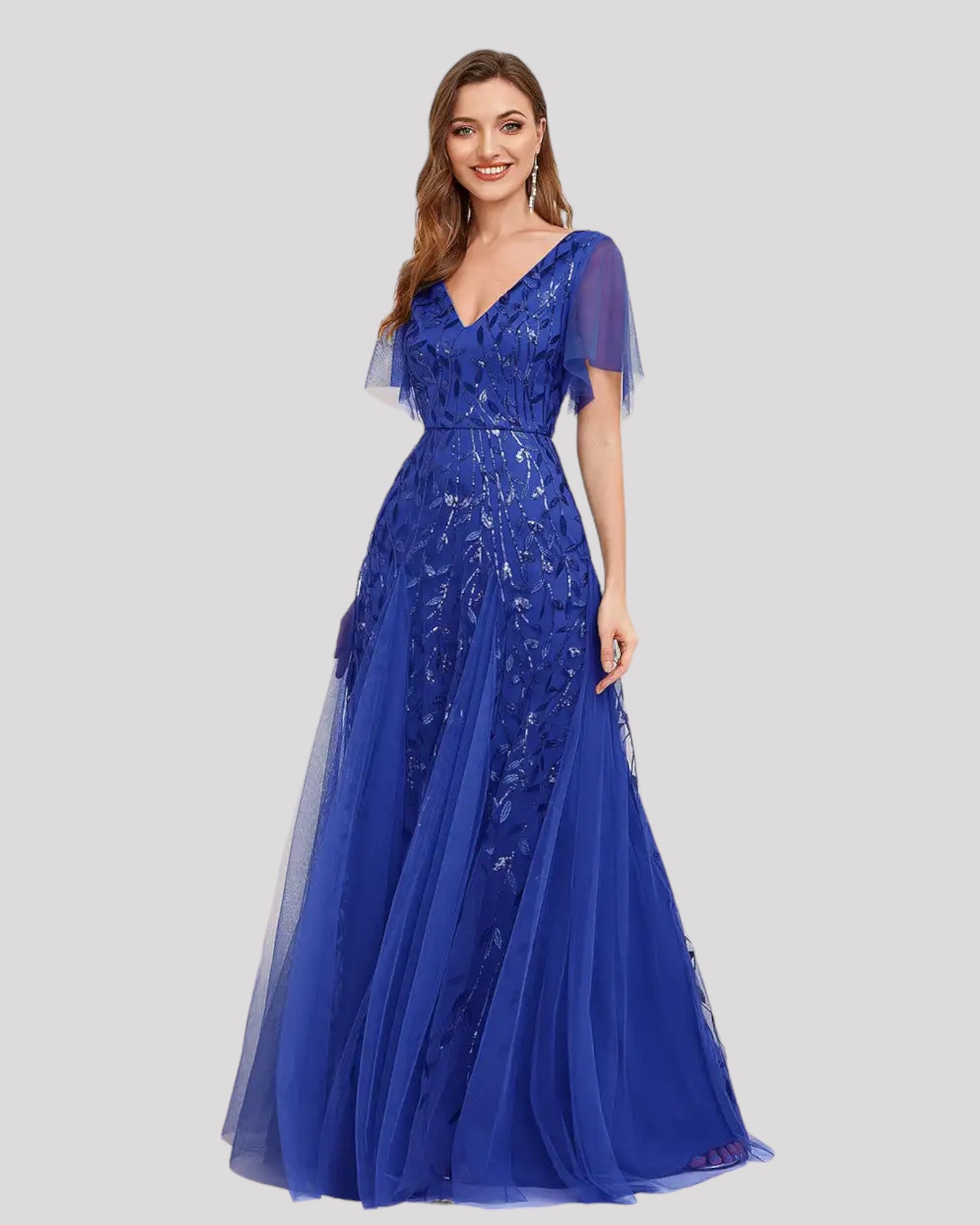 Elegant Sequin Detailed Dress with Floating Sleeves and Skirt Inserts Available in 7 Colours