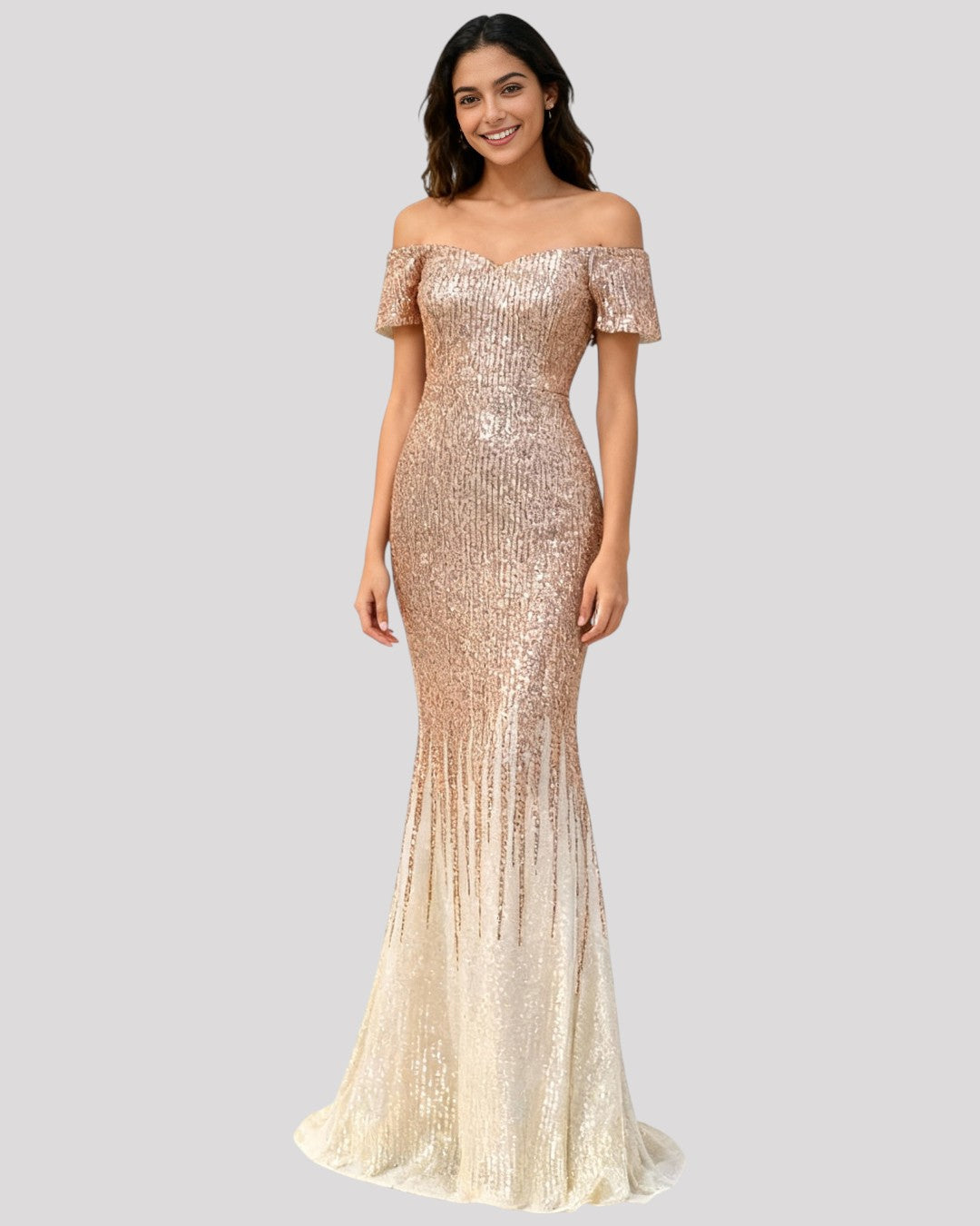 Off the shoulder Short Sleeve Sequin, two tone dress, available in 5 colours