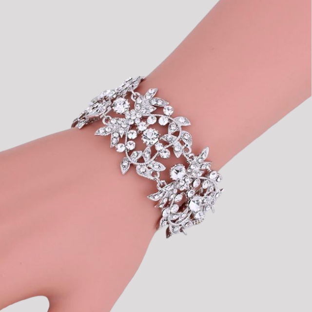 Diamonte Silver Leaf Bracelet