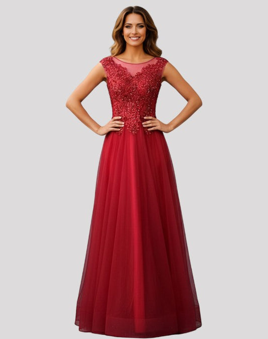 Lace Aline Dress with adjustable lace up back and Capped Sleeve Available in 2 colours