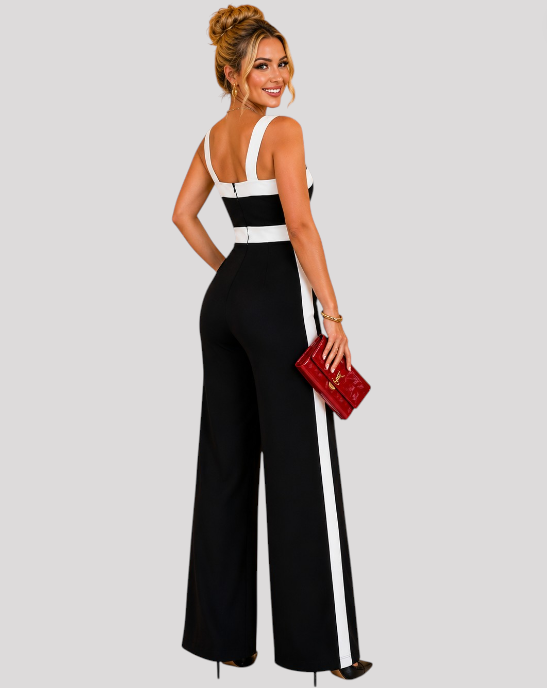 Women's Black and White contrast Jumpsuit