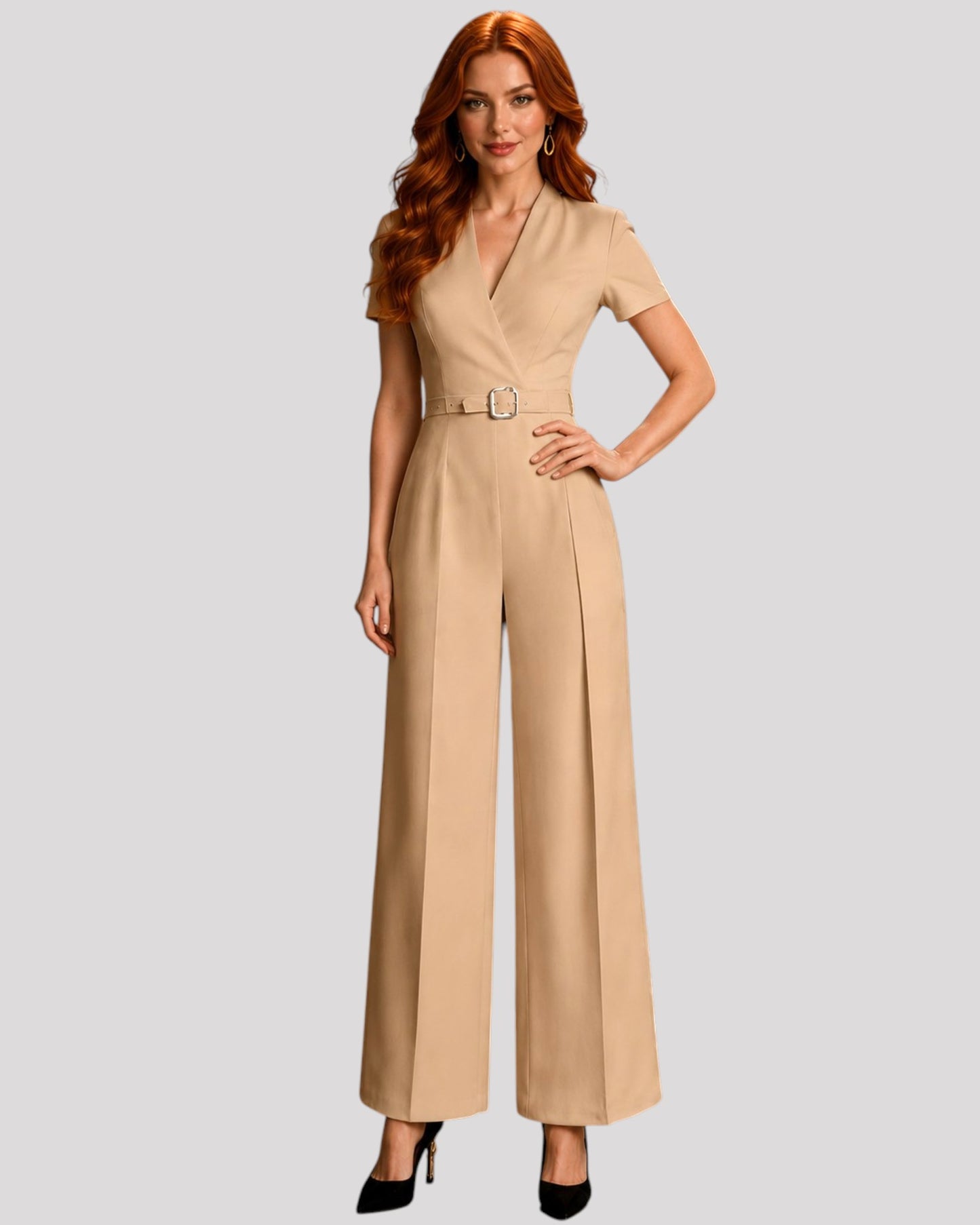 Khaki Tailored Jumpsuit