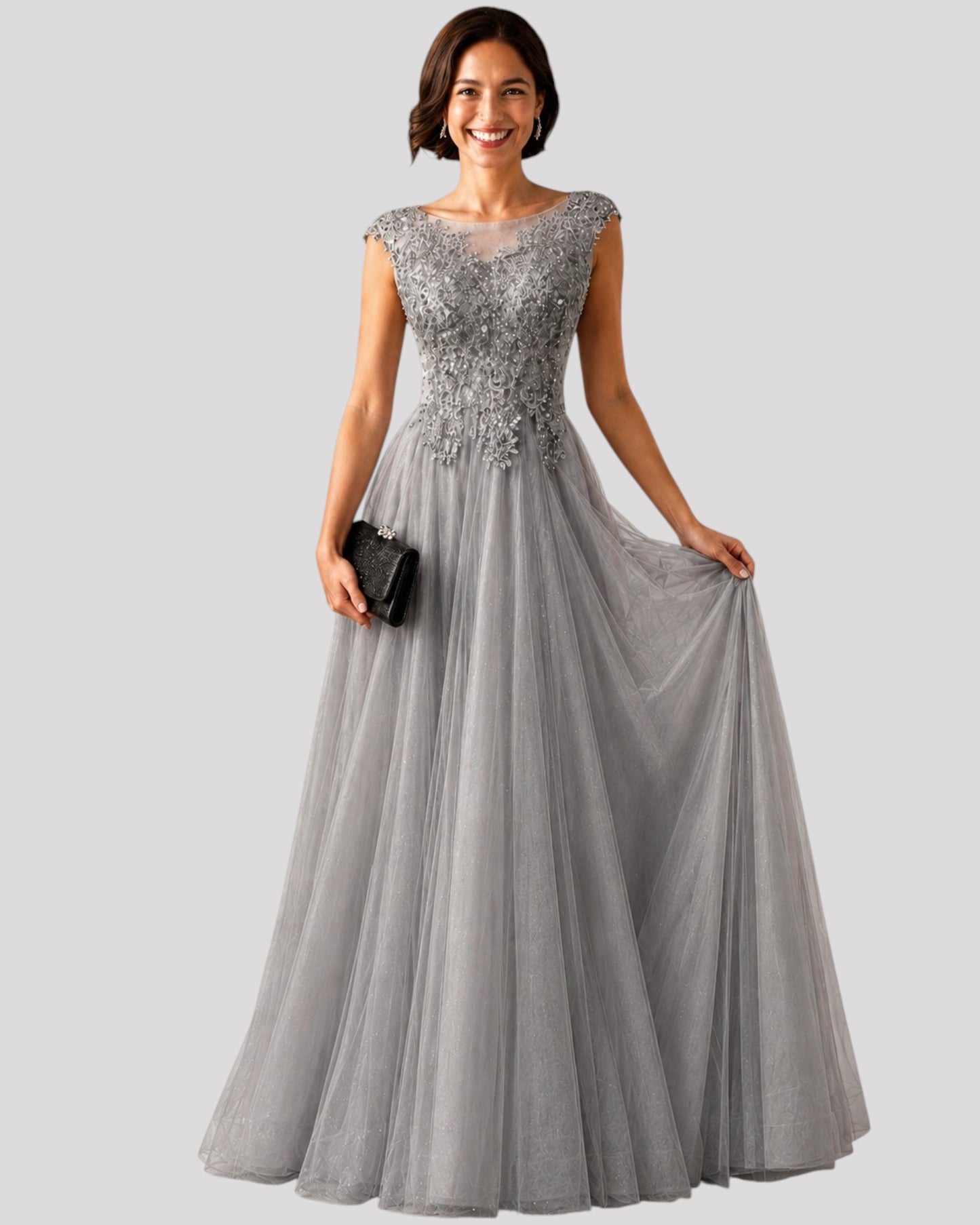 Lace Aline Dress with adjustable lace up back and Capped Sleeve Available in 2 colours