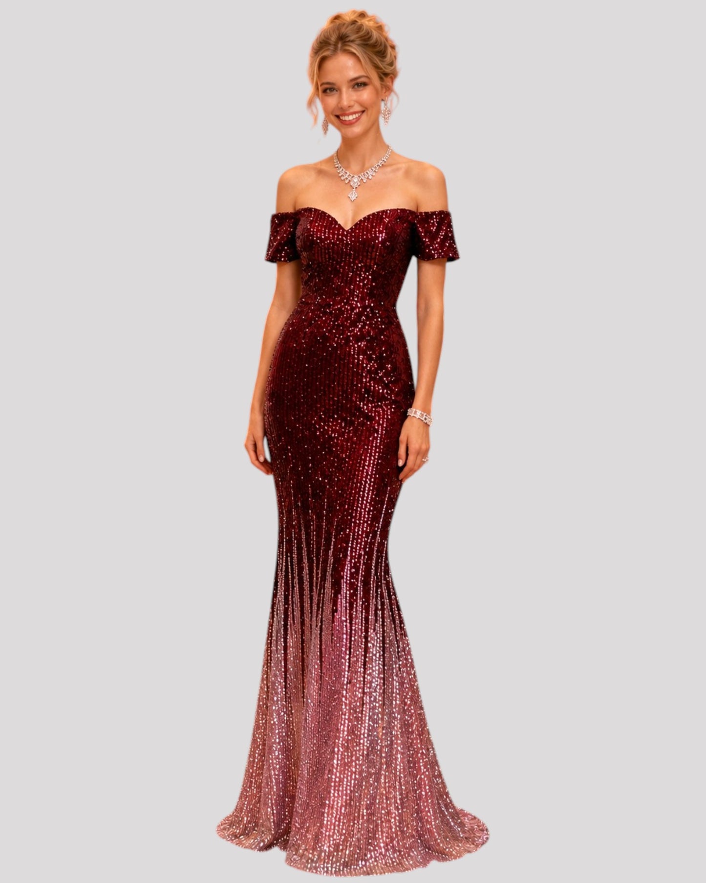 Off the shoulder Short Sleeve Sequin, two tone dress, available in 5 colours