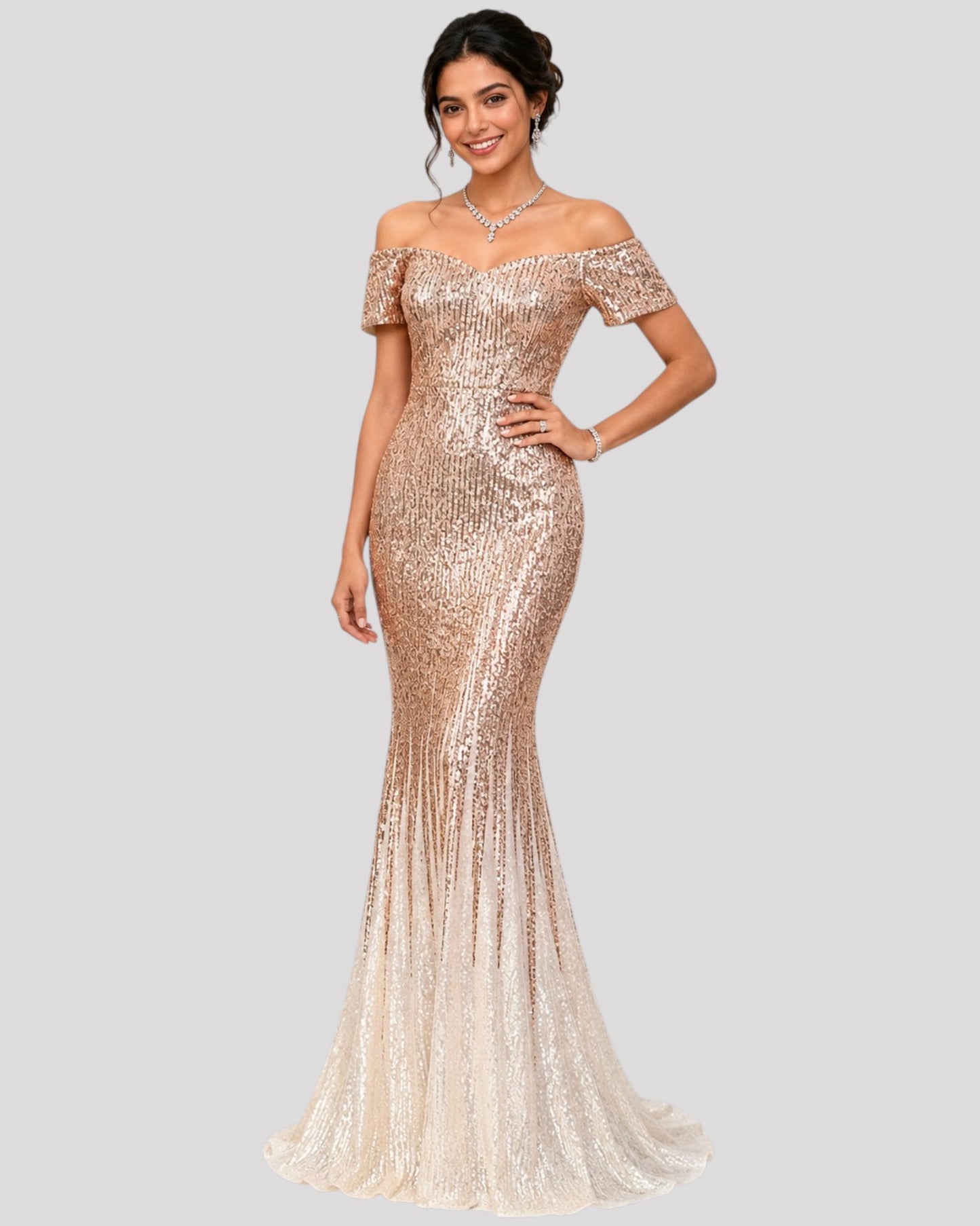 Off the shoulder Short Sleeve Sequin, two tone dress, available in 5 colours