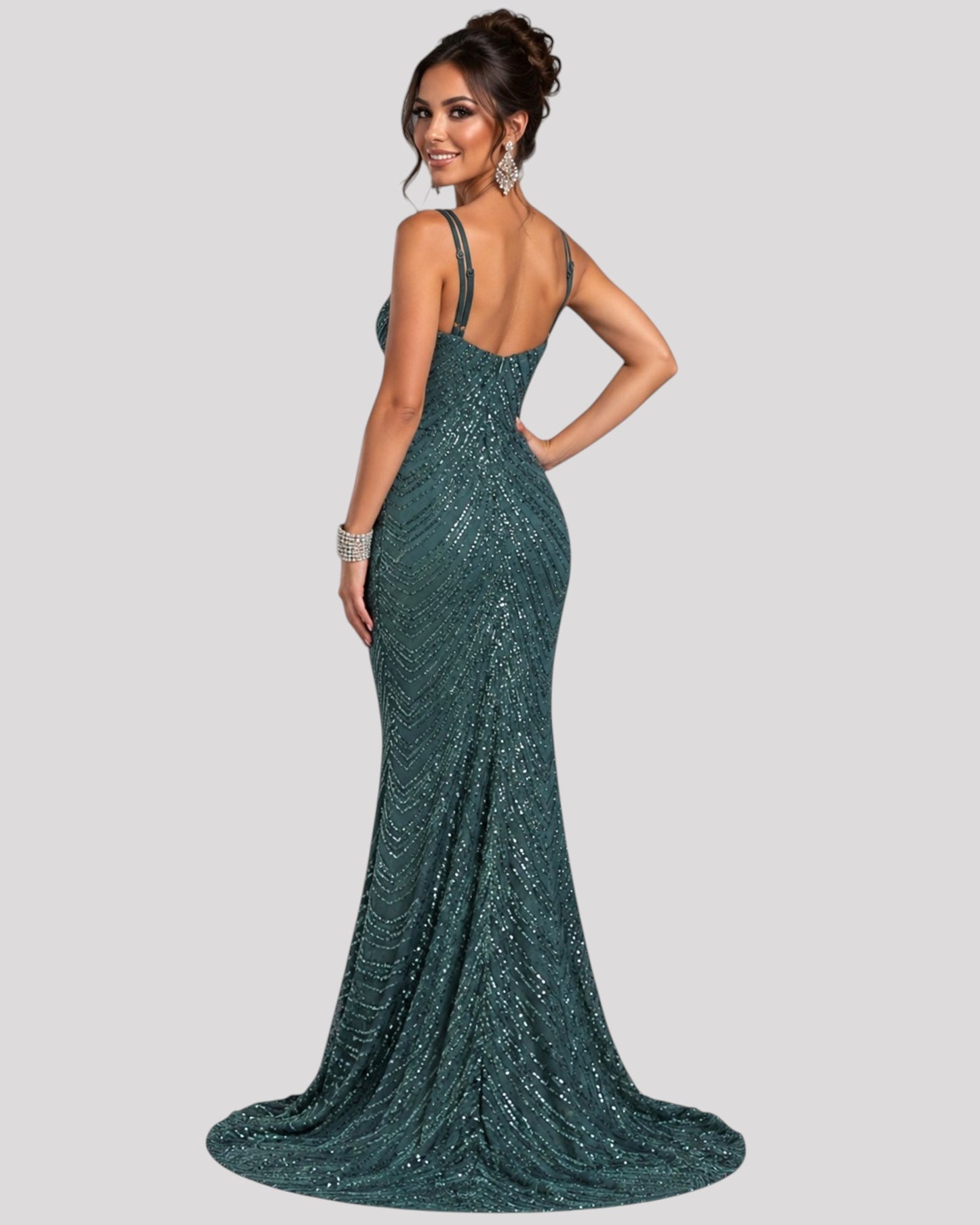High Neck Sequin Mermaid Dress with detachable Overlay Skirt available in 6 colours
