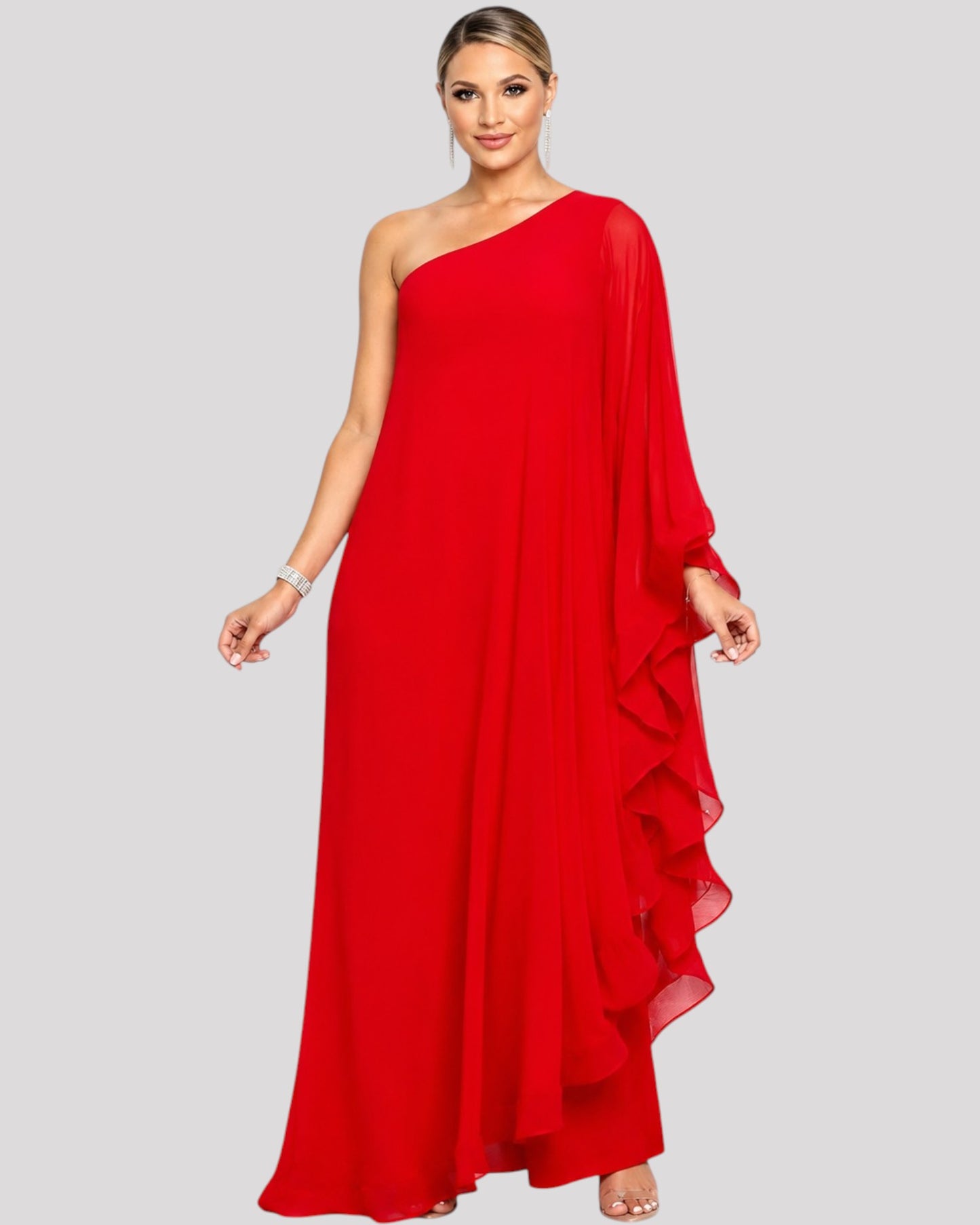 Elegant One-Shoulder Ruffle Jumpsuit Available in 6 Colours