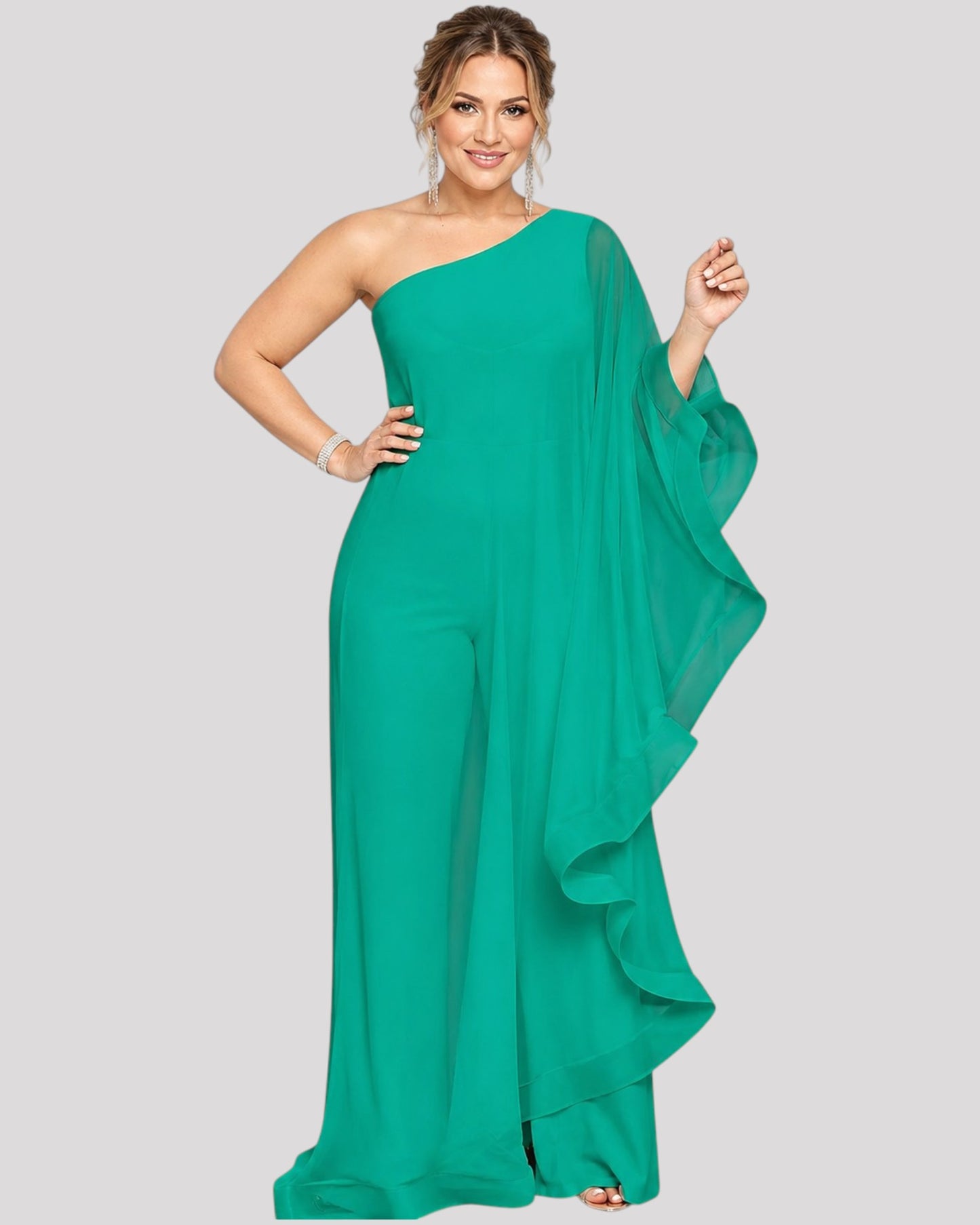 Elegant One-Shoulder Ruffle Jumpsuit Available in 6 Colours