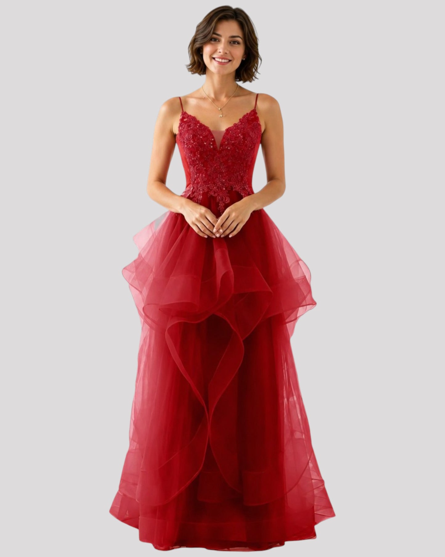 Stunning Evening Dress with organza skirt and lace bodice choose from 4 colours